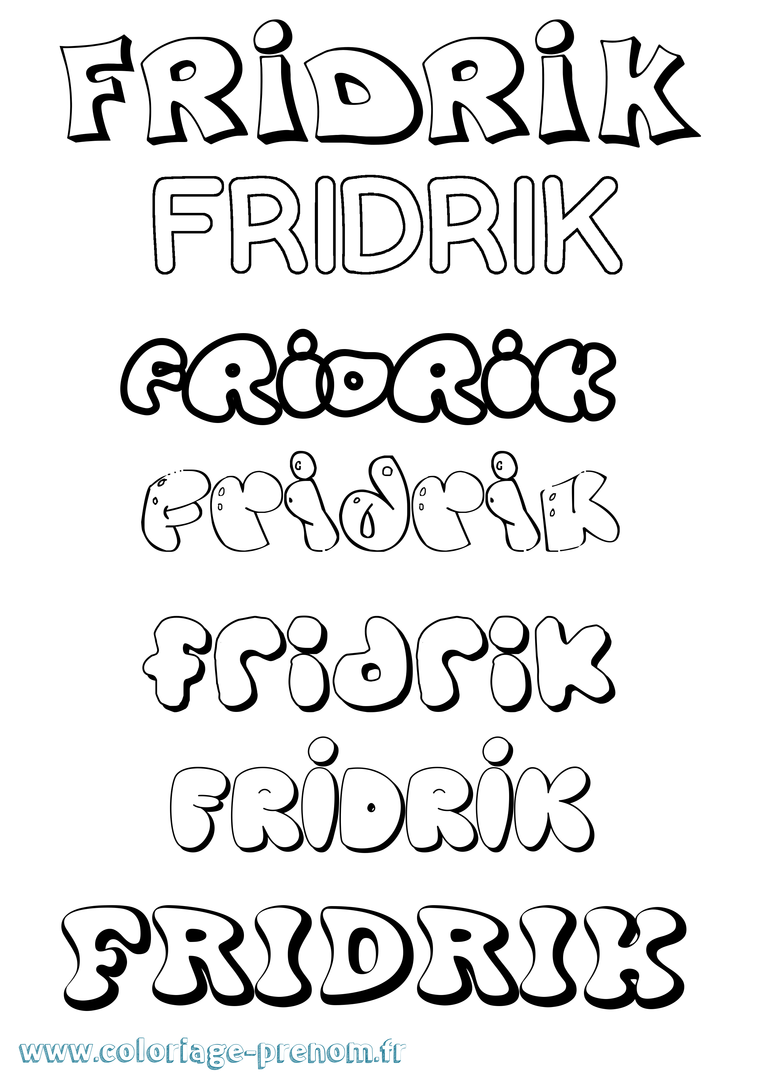 Coloriage Fridrik Bubble Coloriage prénom Fridrik Bubble