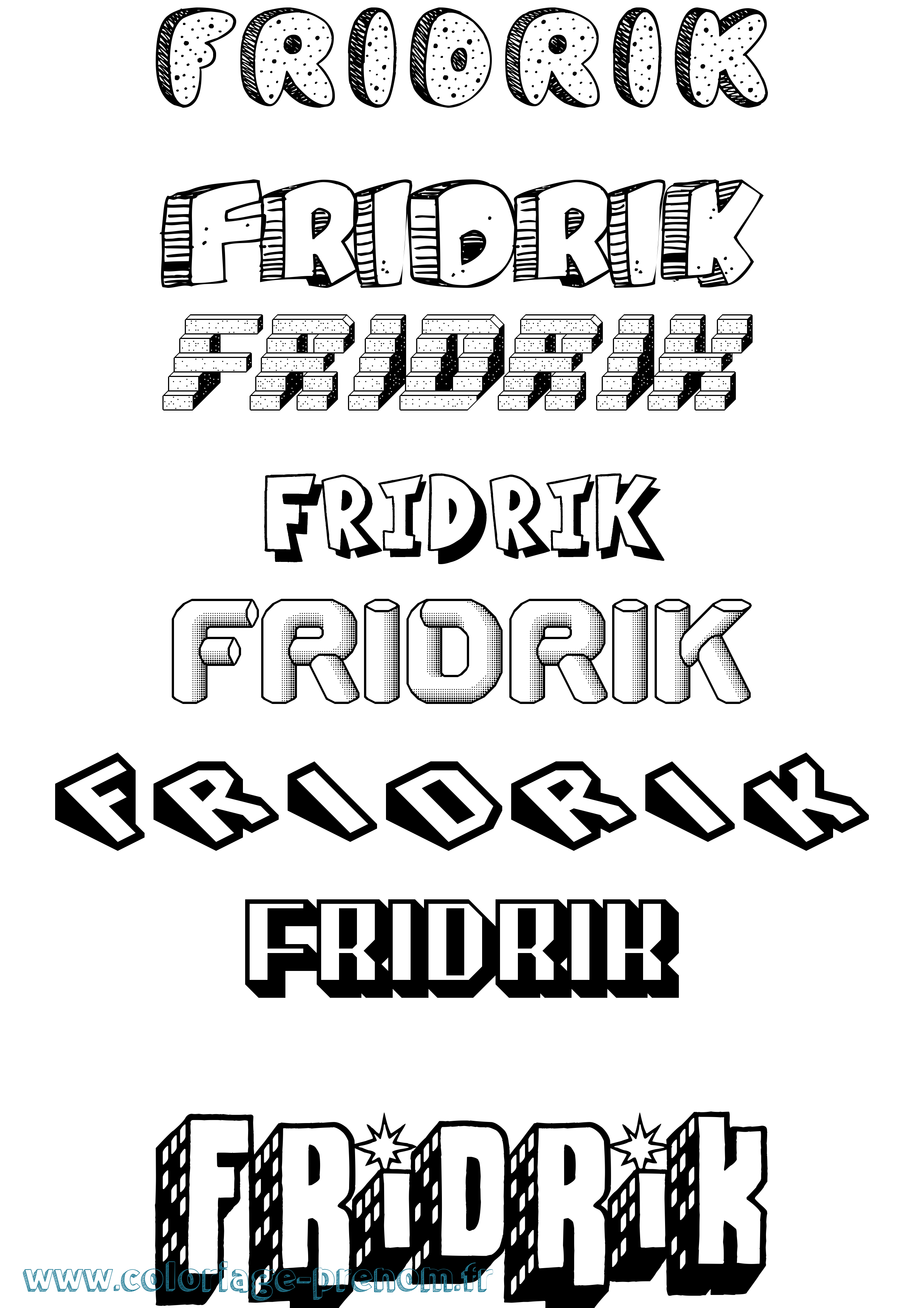 Coloriage Fridrik Effet 3D Coloriage prénom Fridrik Effet 3D