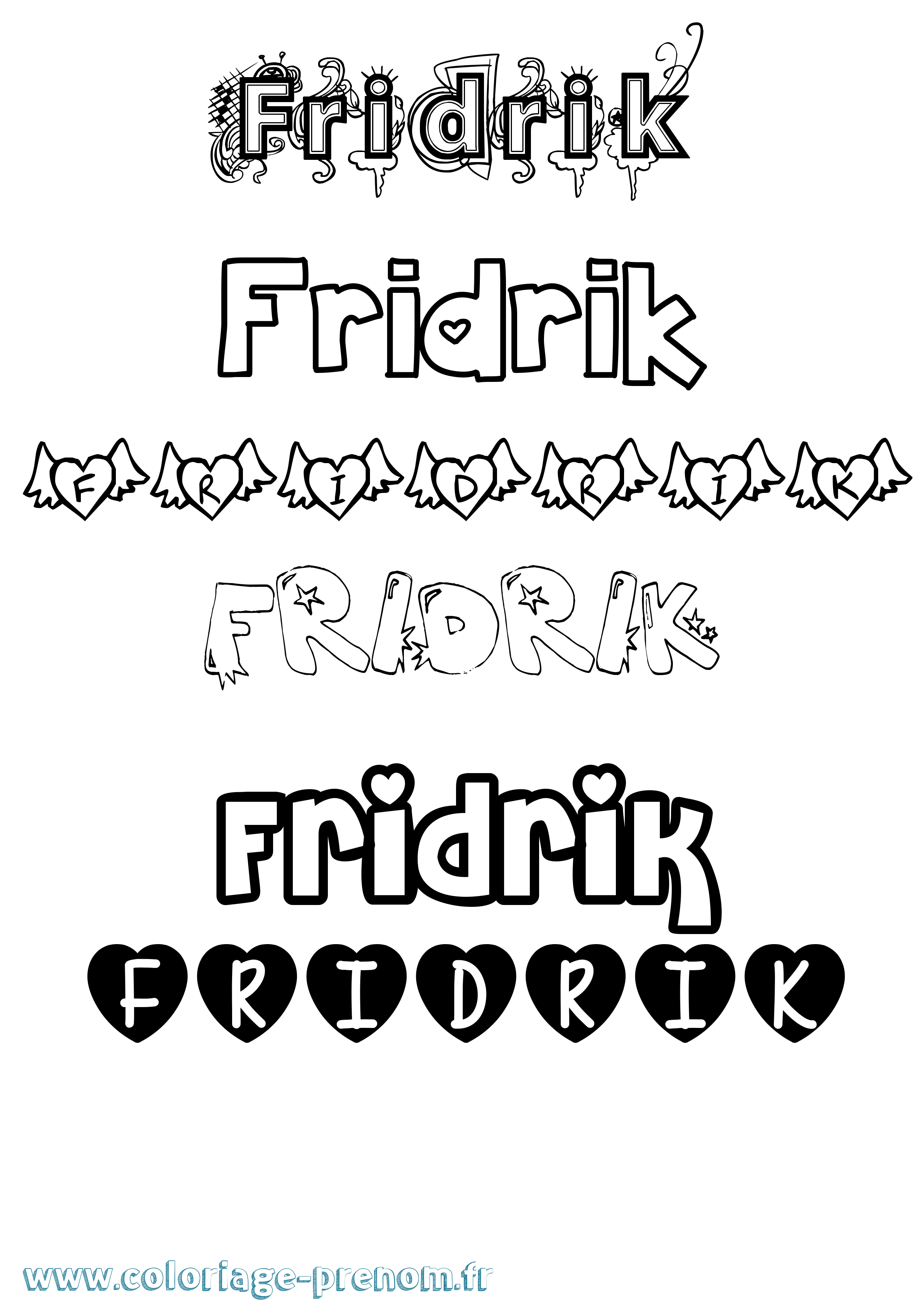 Coloriage Fridrik Girly Coloriage prénom Fridrik Girly