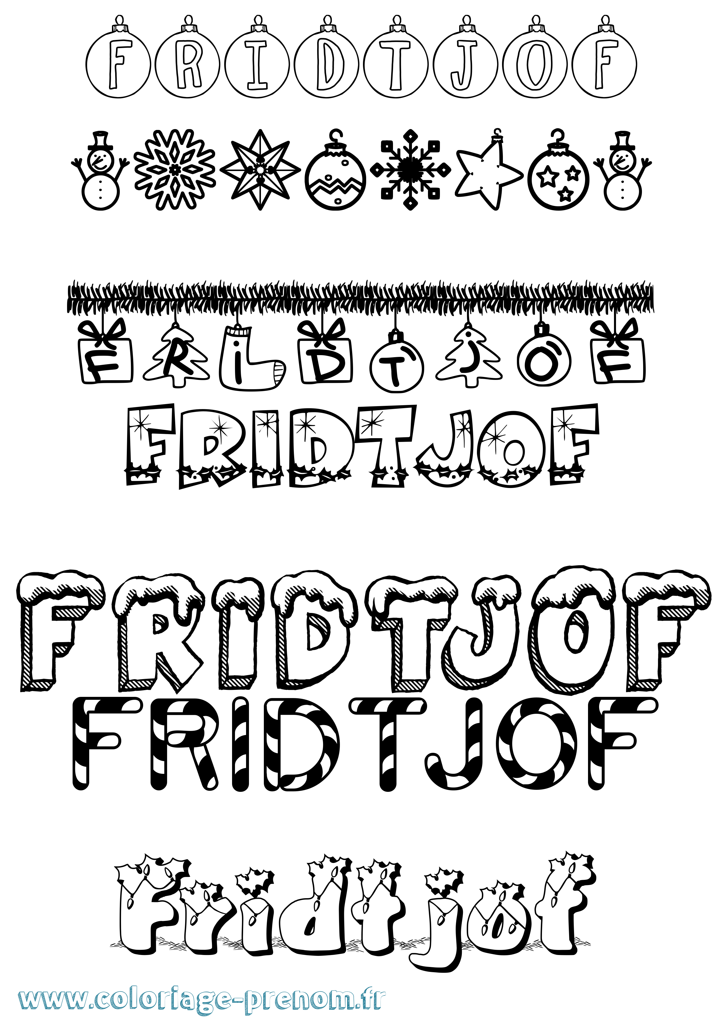 Coloriage Fridtjof Noël Coloriage prénom Fridtjof Noël
