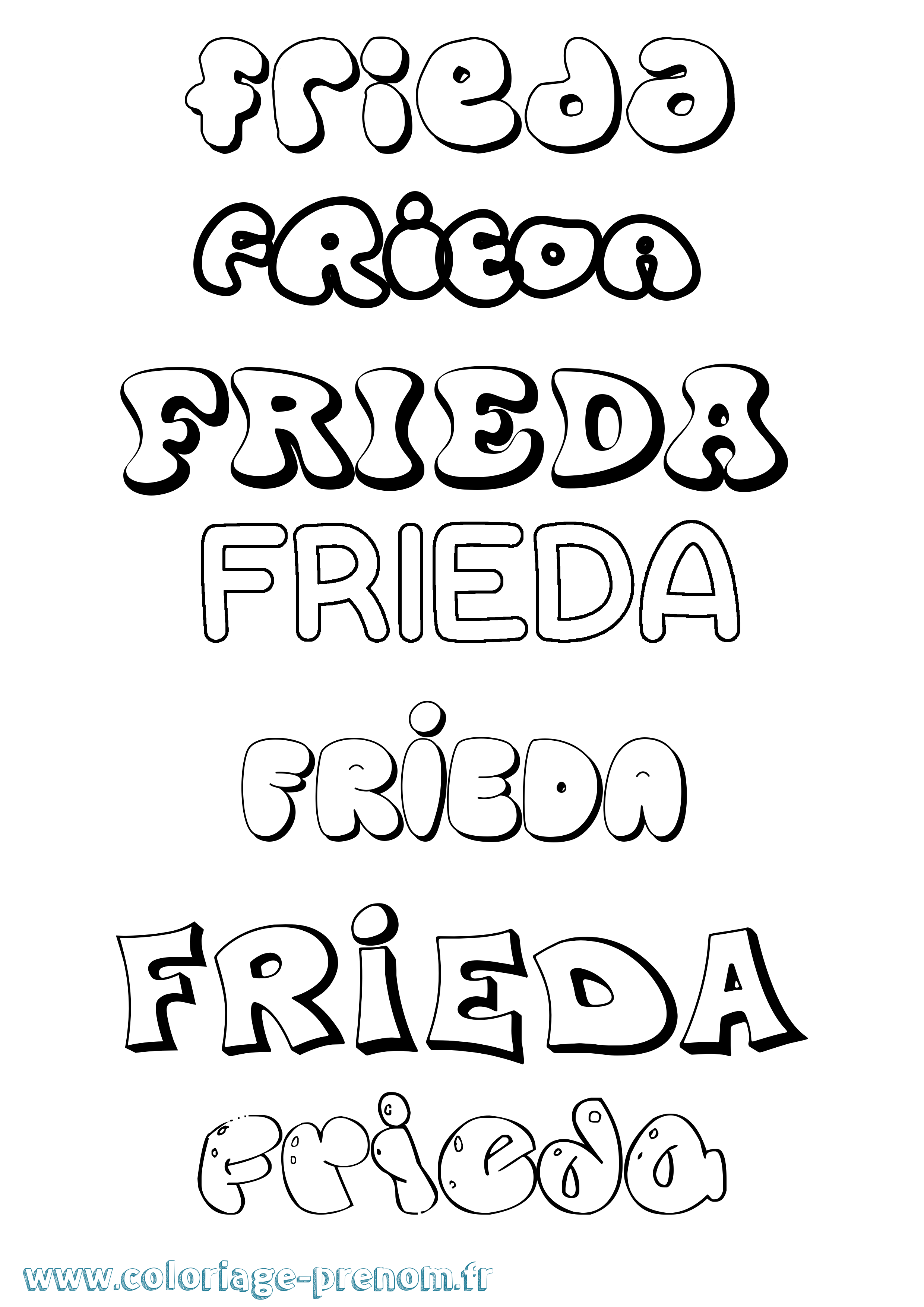 Coloriage Frieda Bubble Coloriage prénom Frieda Bubble