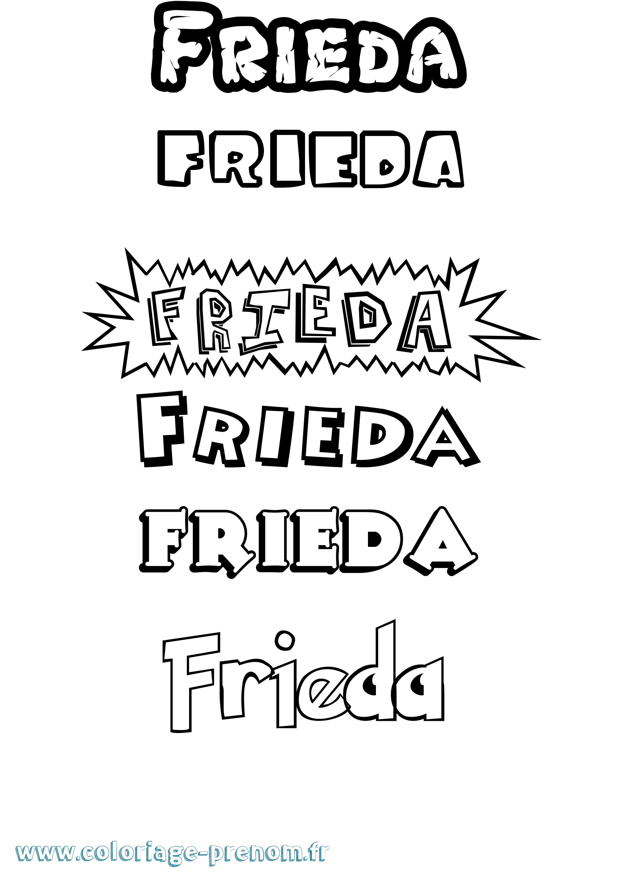Coloriage Frieda Dessin Animé Coloriage prénom Frieda Dessin Animé