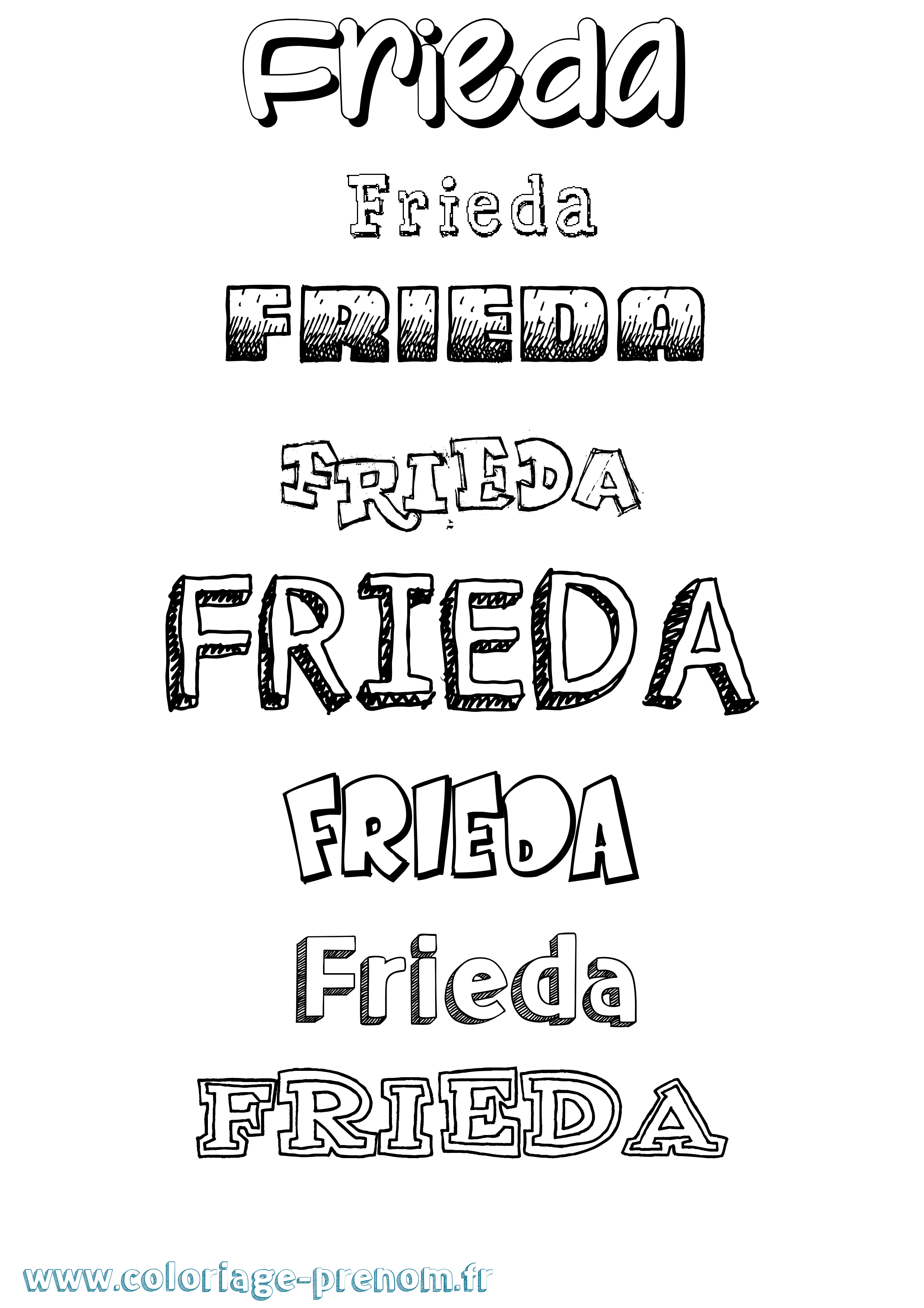 Coloriage Frieda Dessiné Coloriage prénom Frieda Dessiné