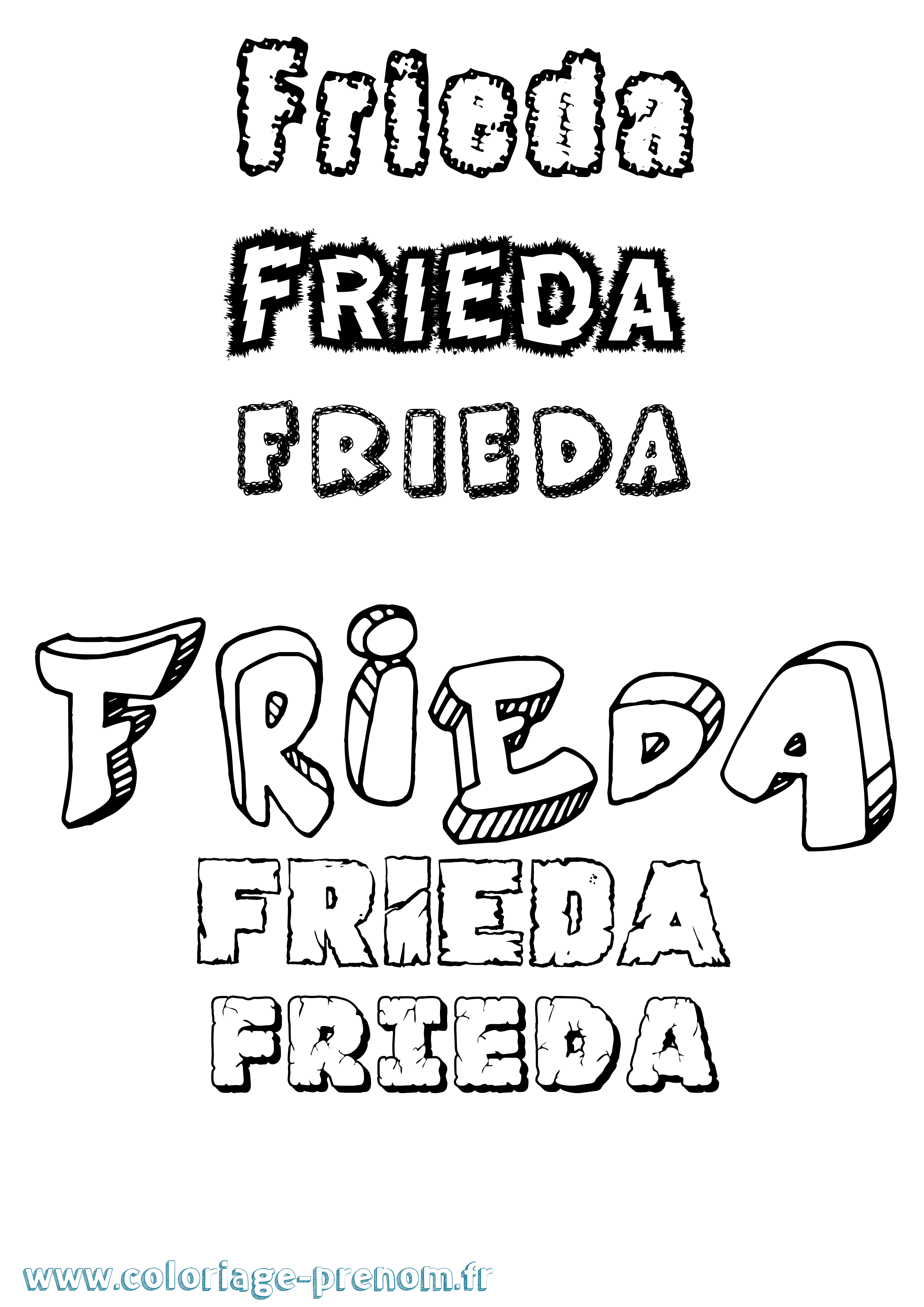Coloriage Frieda Destructuré Coloriage prénom Frieda Destructuré