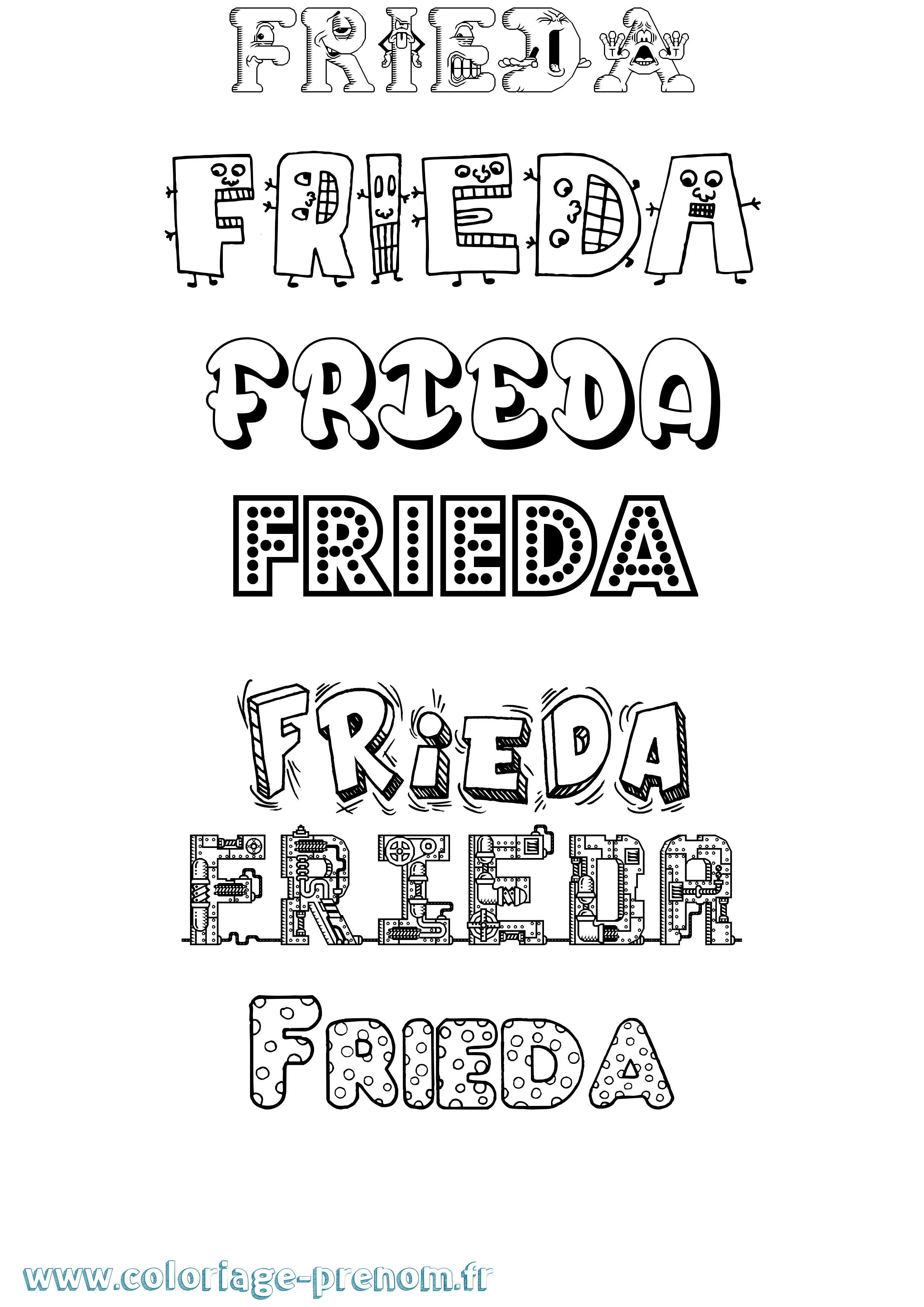 Coloriage Frieda Fun Coloriage prénom Frieda Fun
