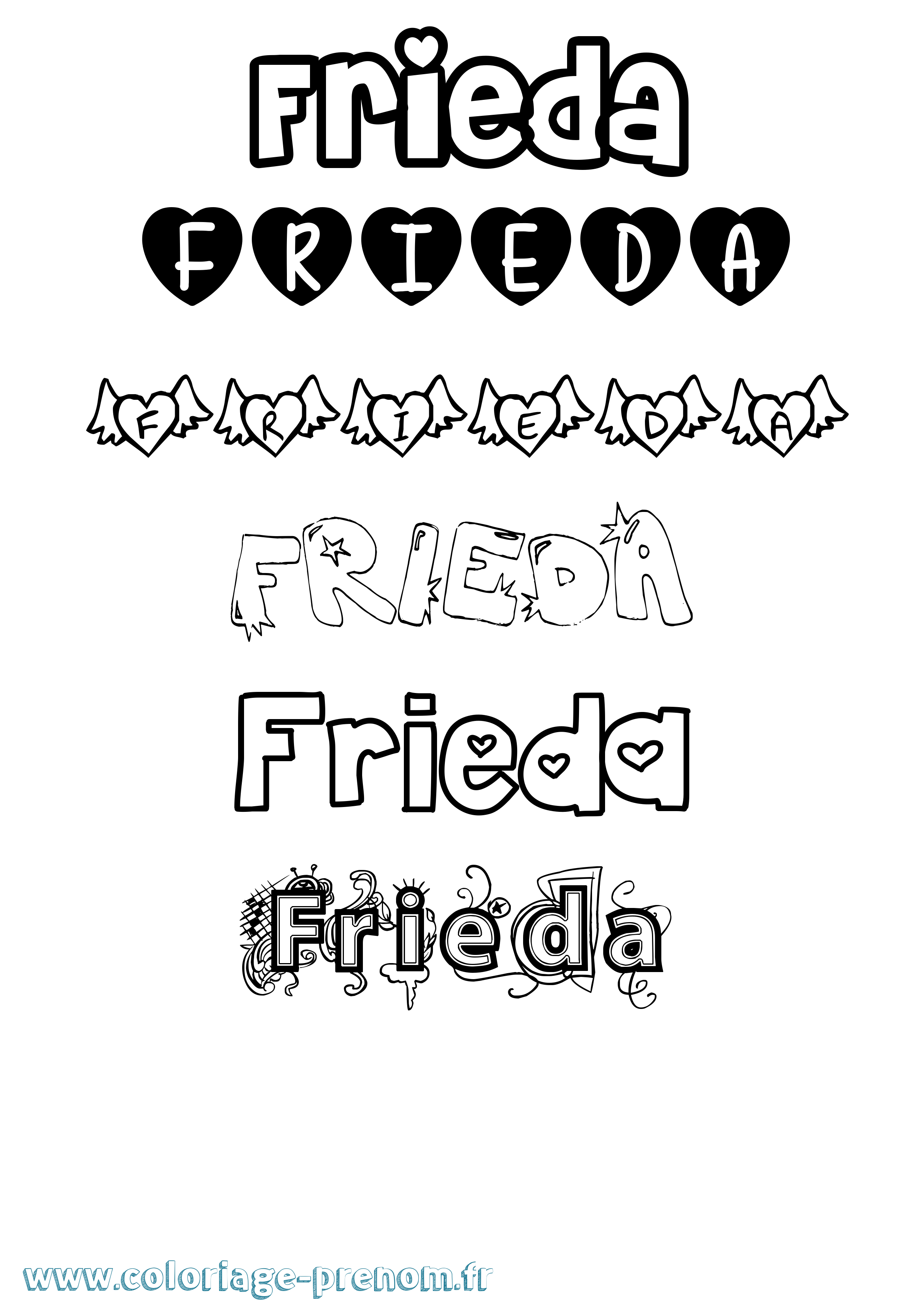 Coloriage Frieda Girly Coloriage prénom Frieda Girly