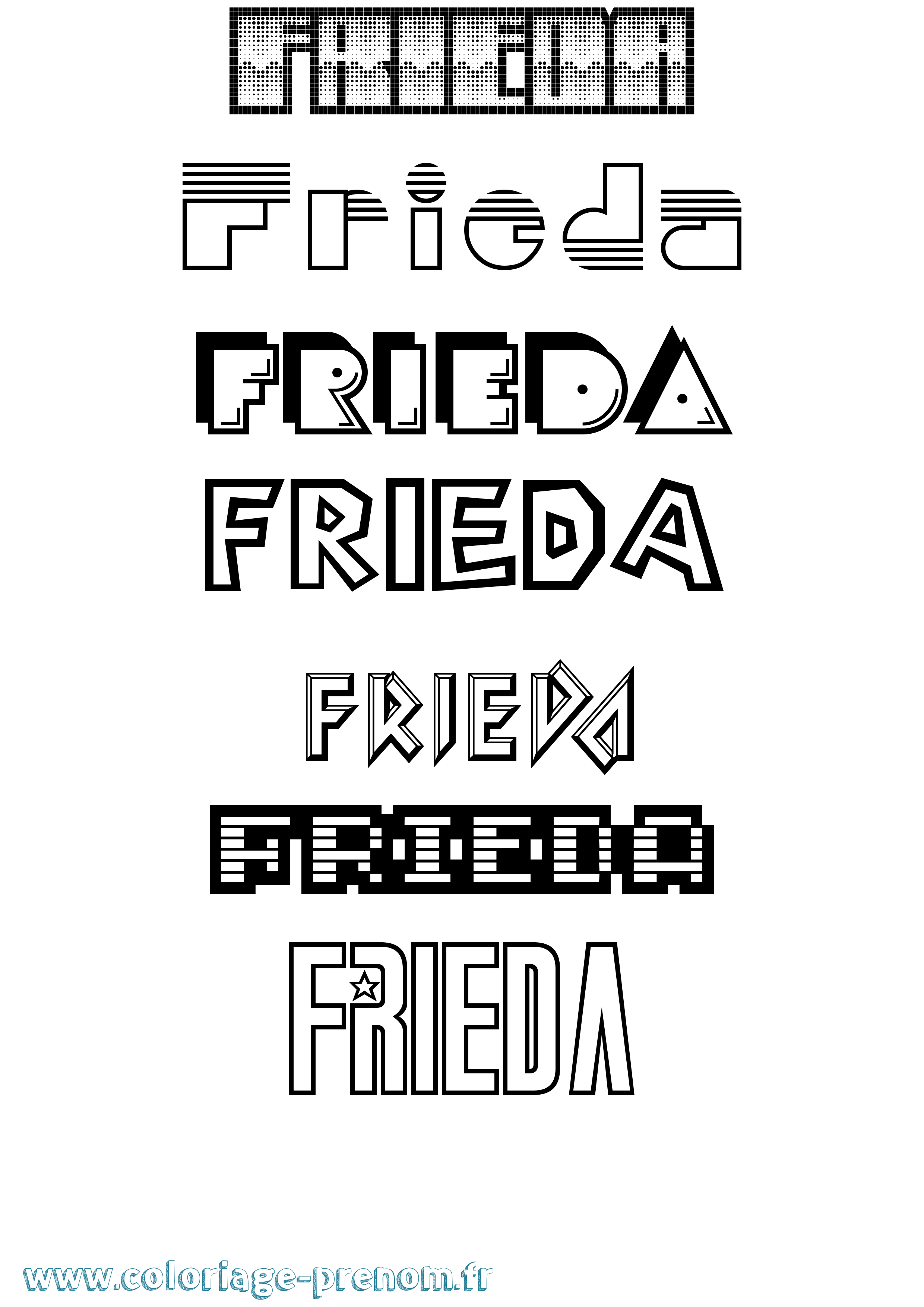 Coloriage Frieda Jeux Vidéos Coloriage prénom Frieda Jeux Vidéos