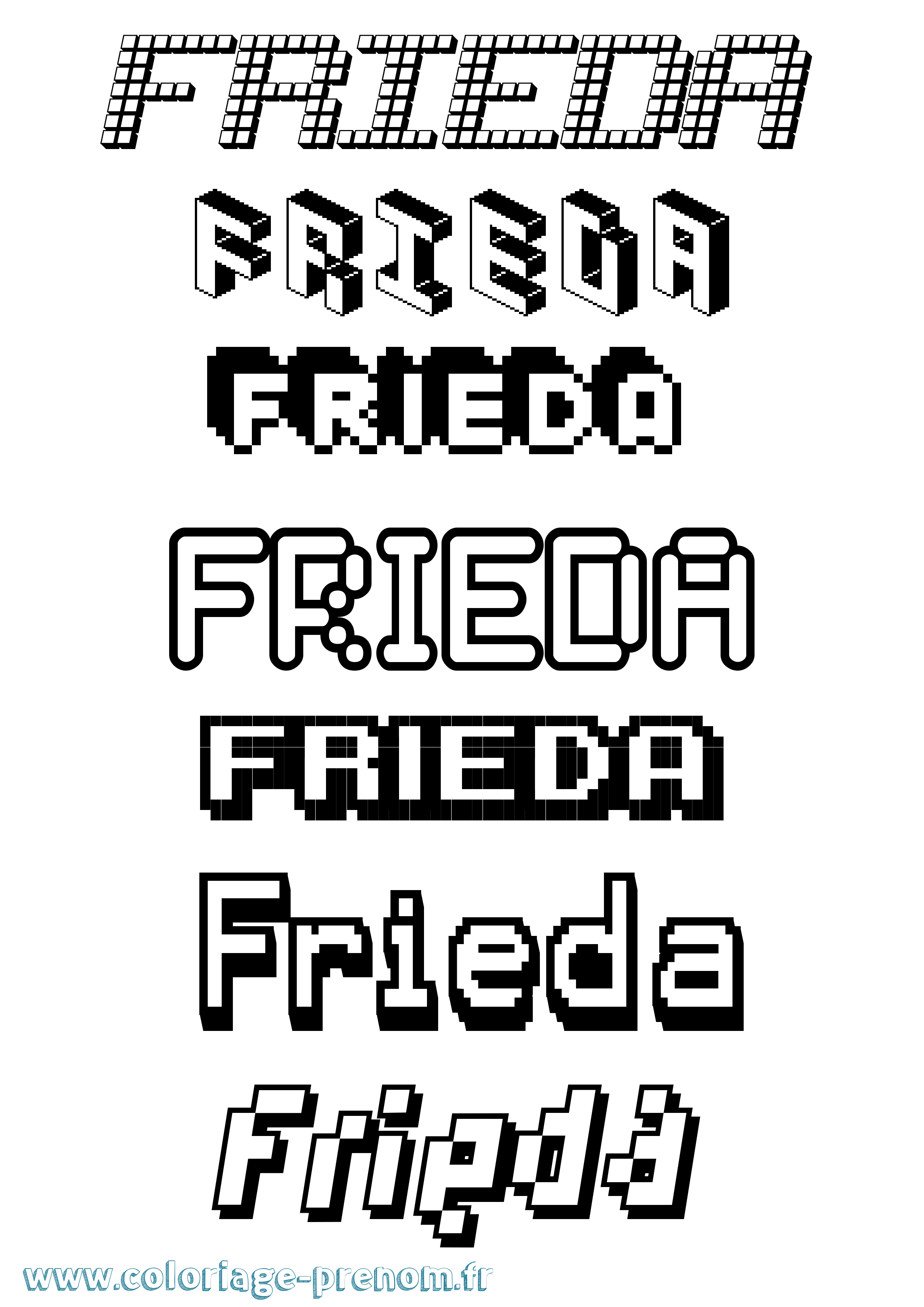 Coloriage Frieda Pixel Coloriage prénom Frieda Pixel