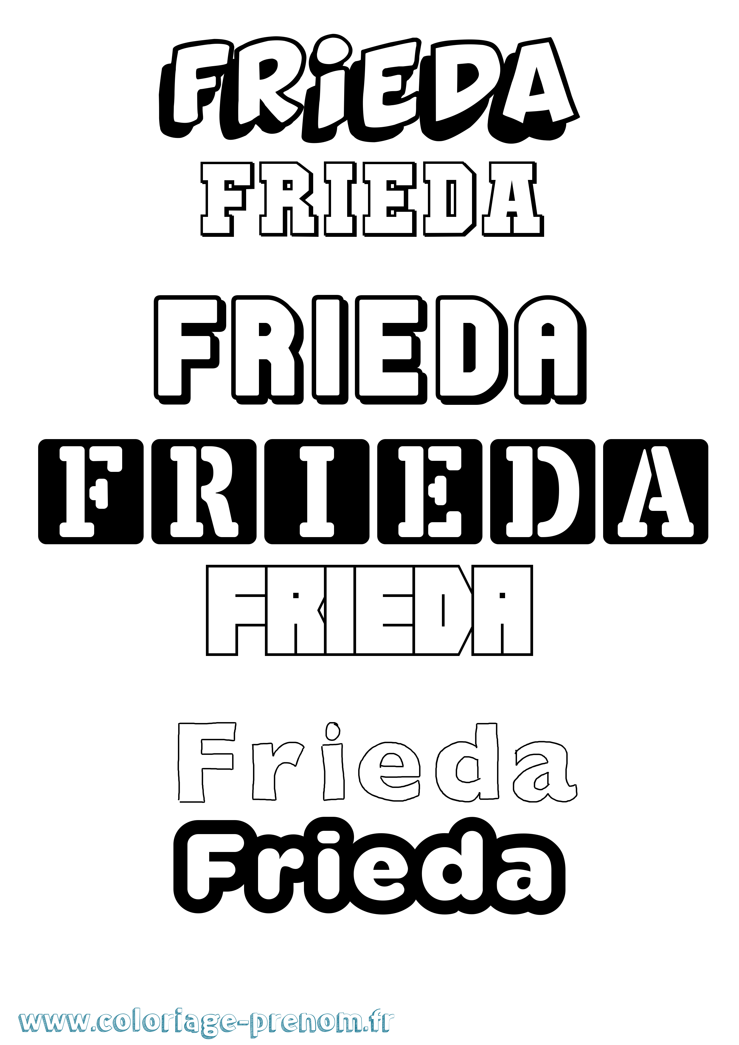 Coloriage Frieda Simple Coloriage prénom Frieda Simple