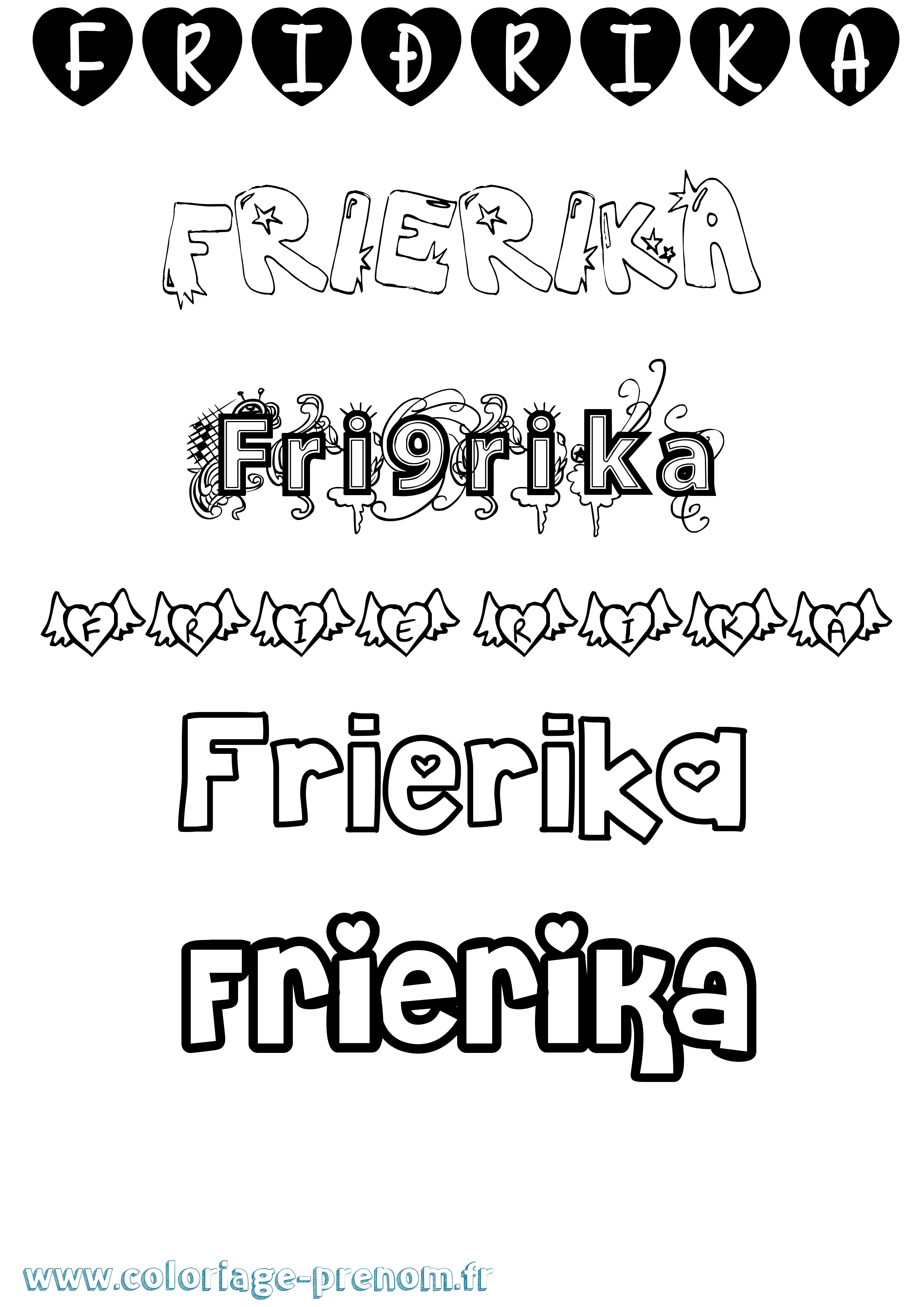Coloriage Friðrika Girly Coloriage prénom Friðrika Girly