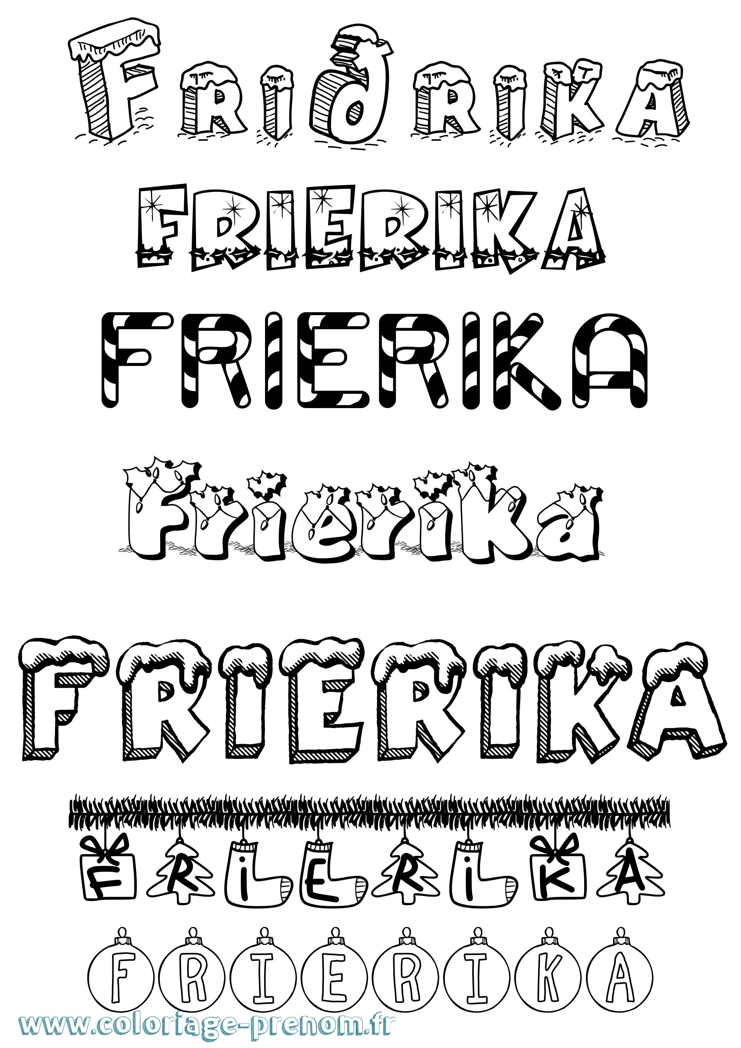 Coloriage Friðrika Noël Coloriage prénom Friðrika Noël