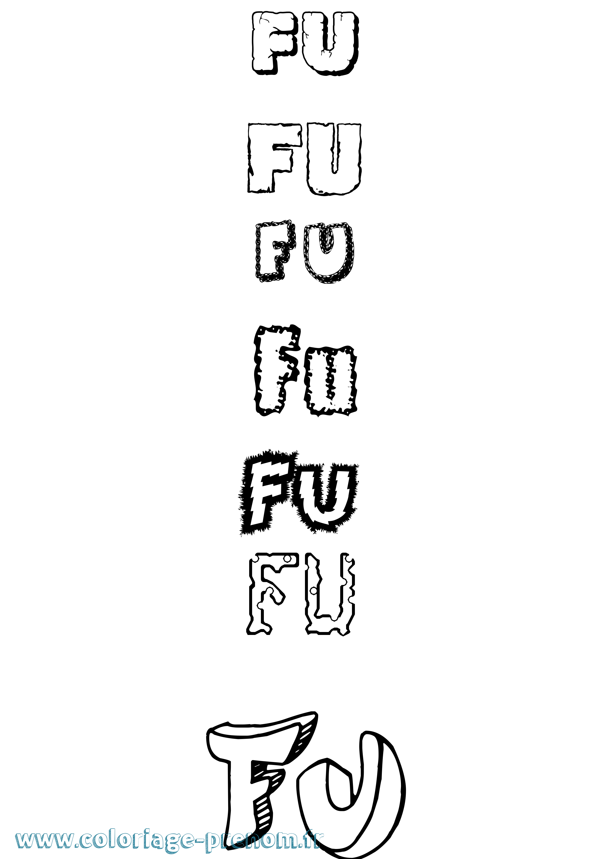 Coloriage Fu Destructuré Coloriage prénom Fu Destructuré