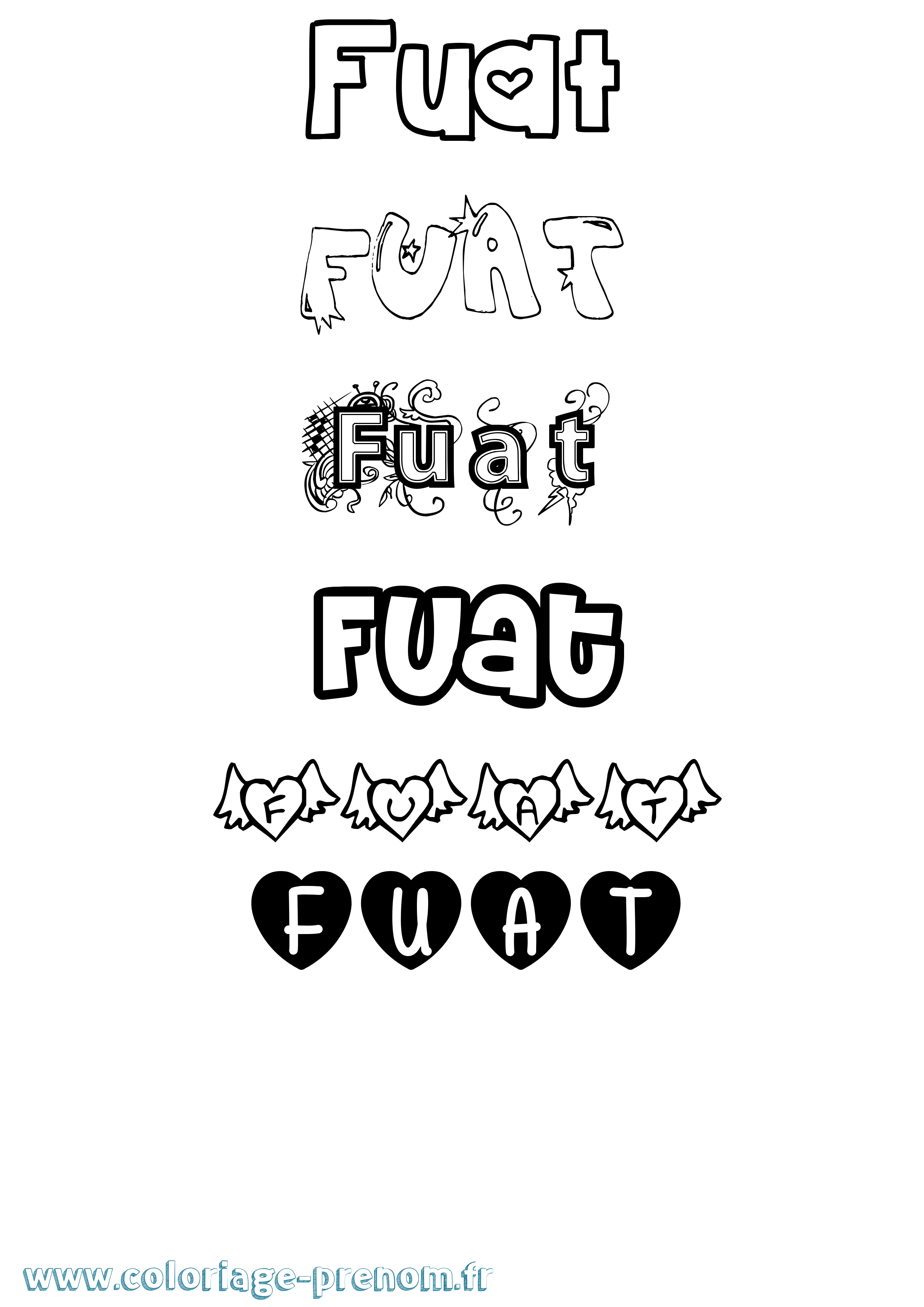 Coloriage Fuat Girly Coloriage prénom Fuat Girly