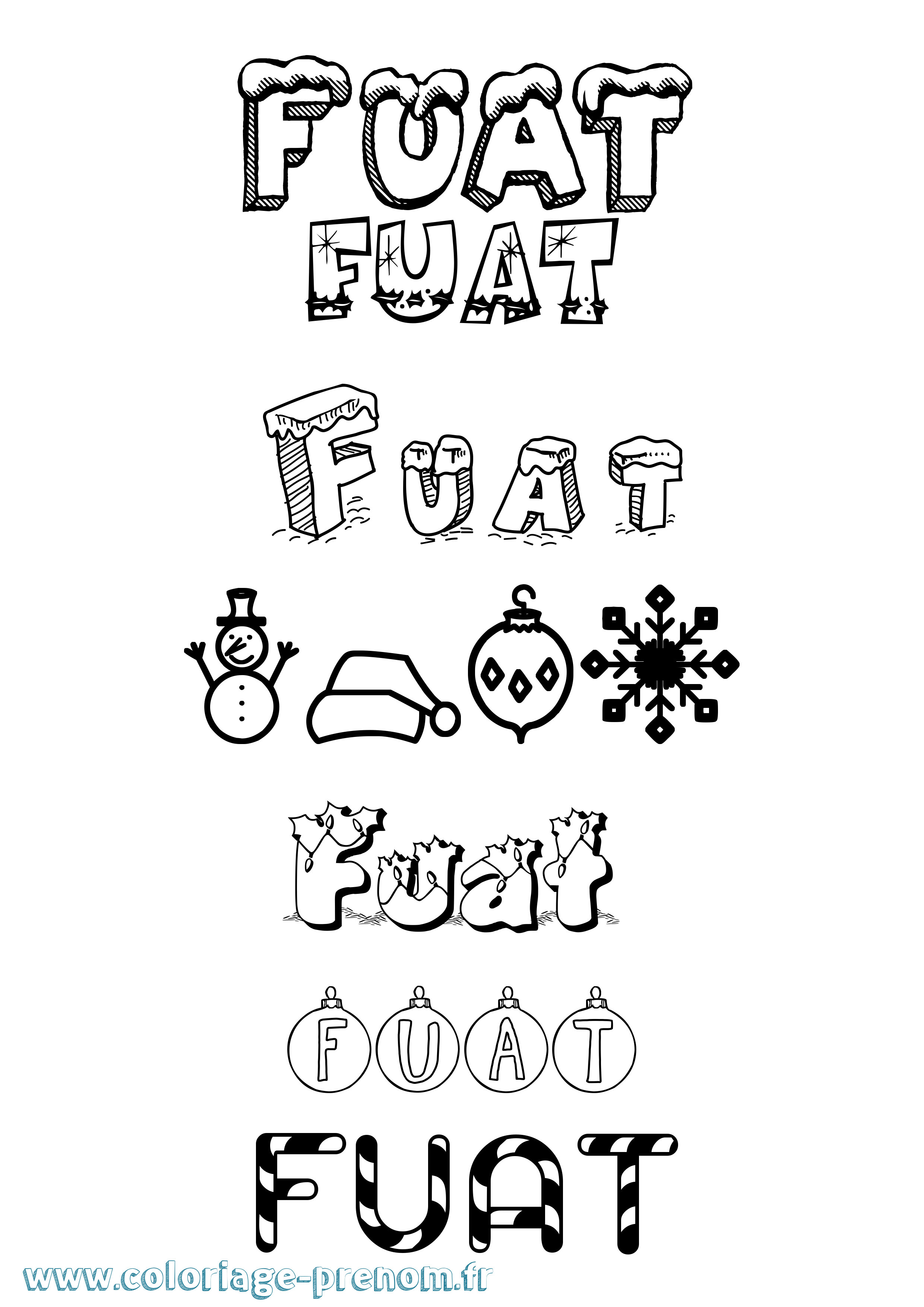 Coloriage Fuat Noël Coloriage prénom Fuat Noël
