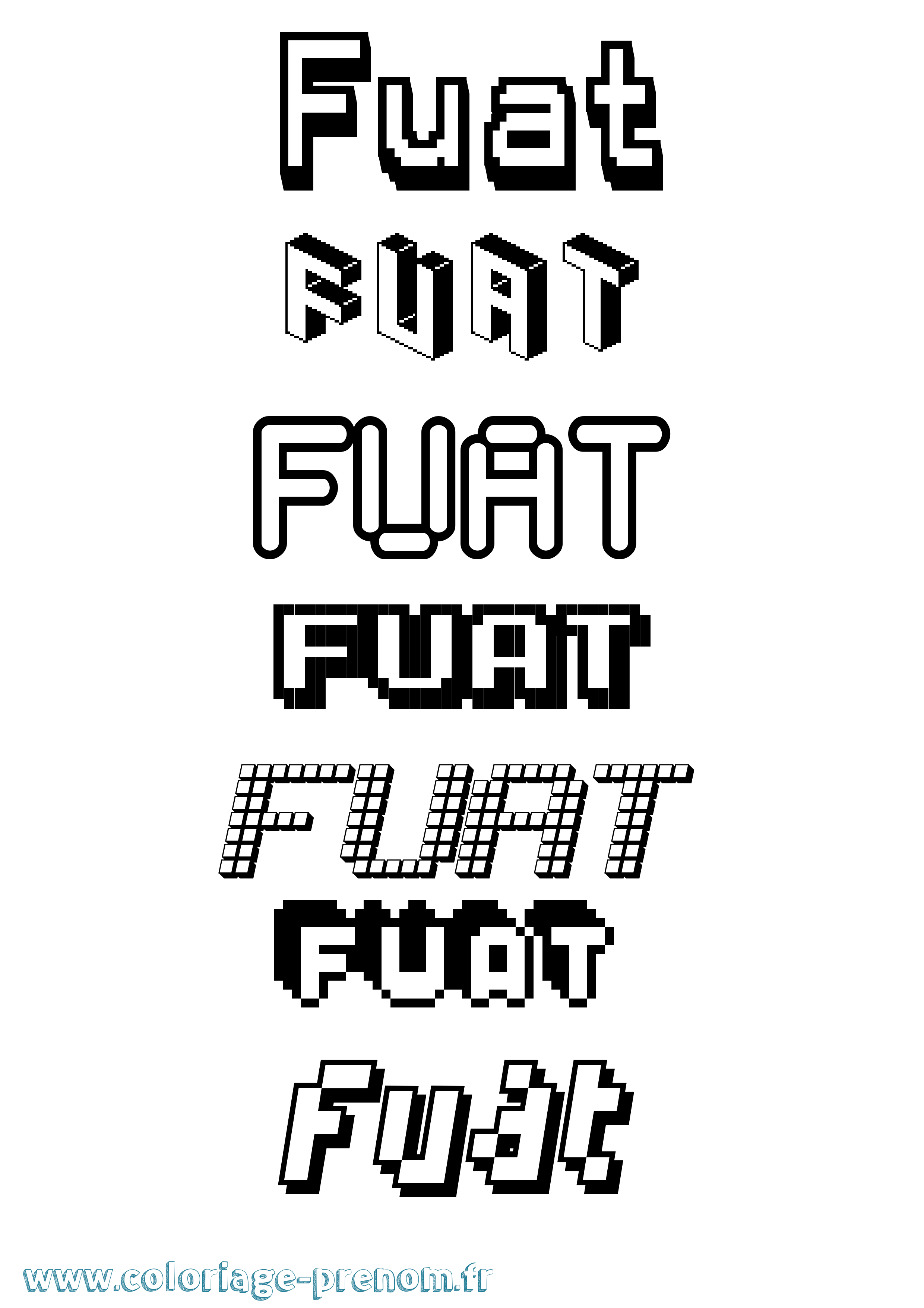Coloriage Fuat Pixel Coloriage prénom Fuat Pixel