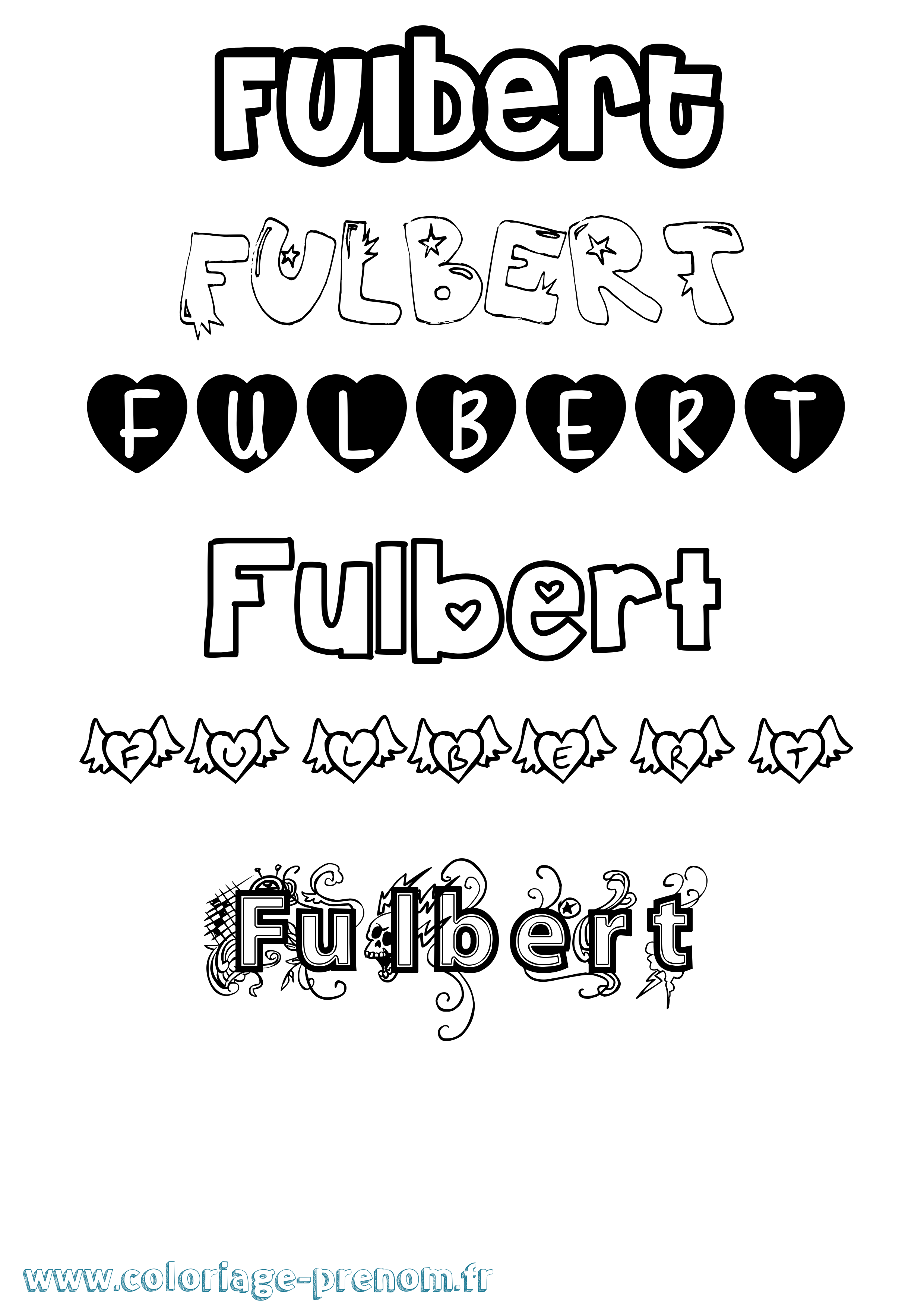 Coloriage Fulbert Girly Coloriage prénom Fulbert Girly
