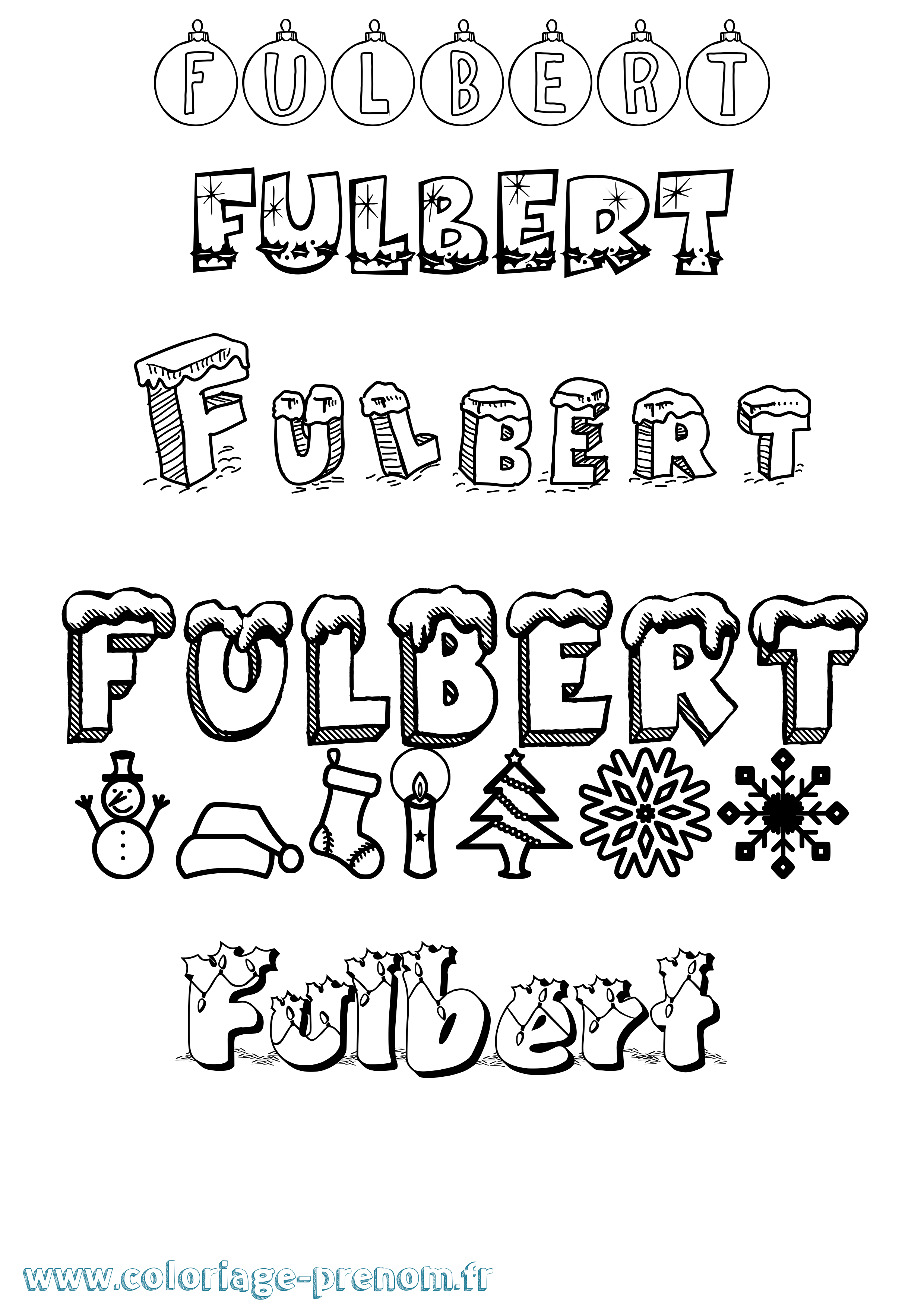 Coloriage Fulbert Noël Coloriage prénom Fulbert Noël