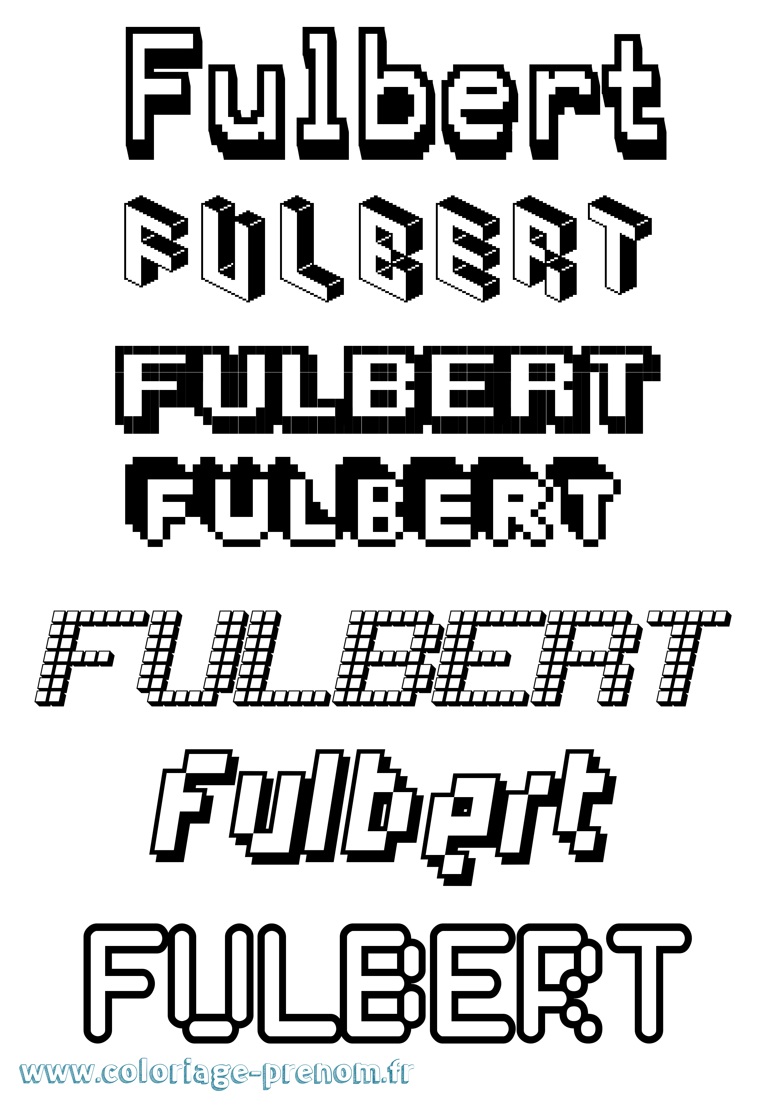 Coloriage Fulbert Pixel Coloriage prénom Fulbert Pixel