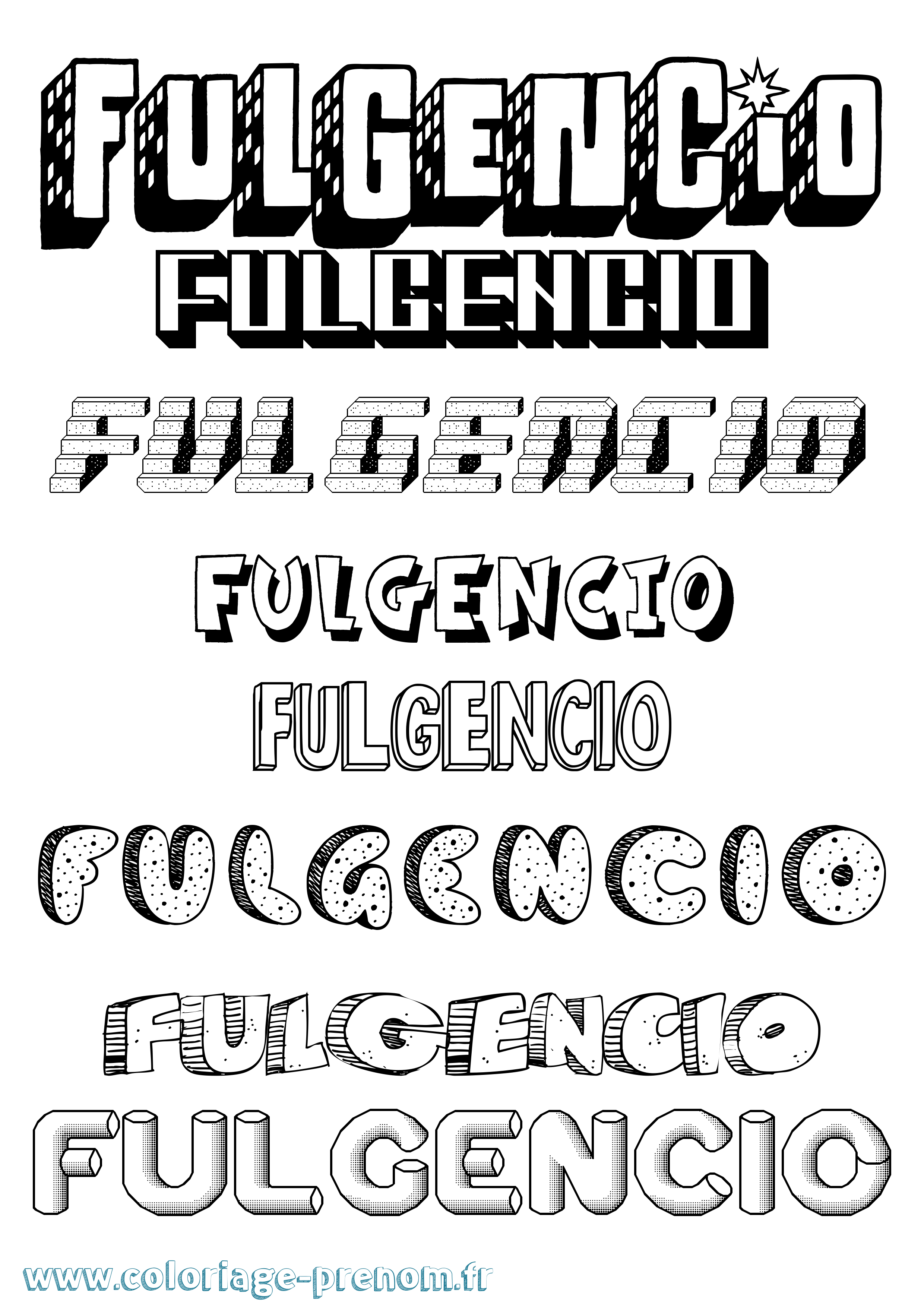 Coloriage Fulgencio Effet 3D Coloriage prénom Fulgencio Effet 3D