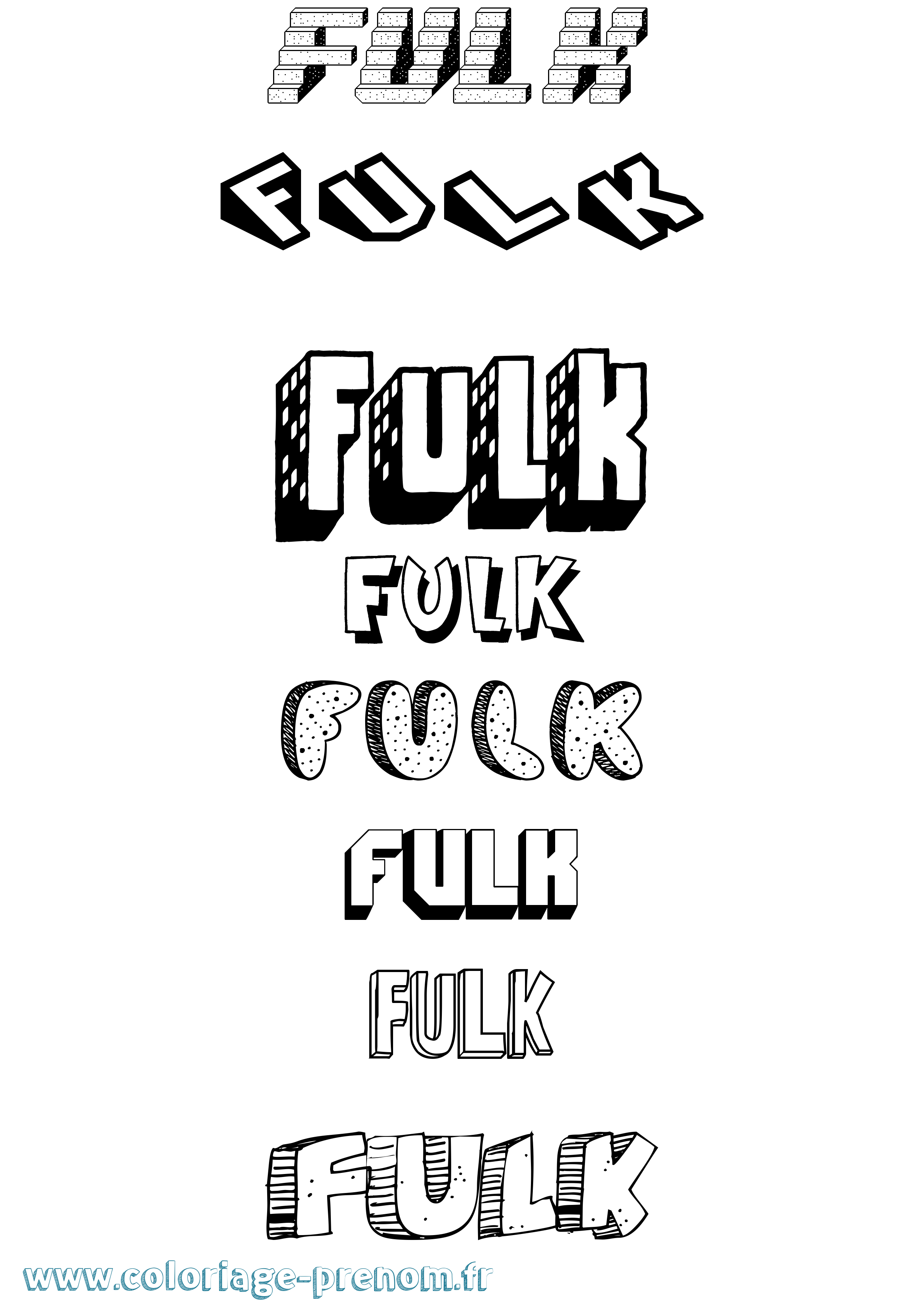 Coloriage Fulk Effet 3D Coloriage prénom Fulk Effet 3D