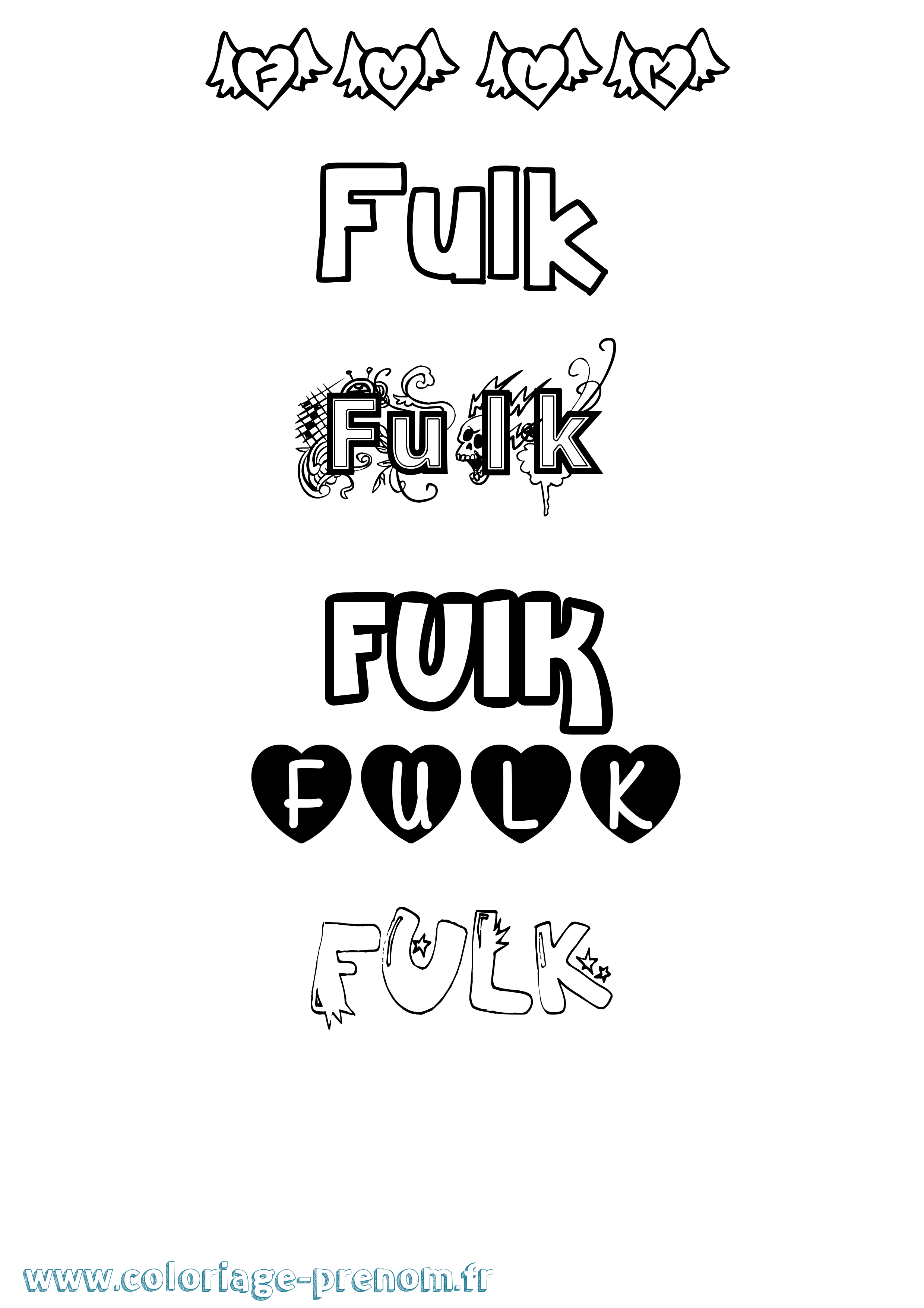 Coloriage Fulk Girly Coloriage prénom Fulk Girly
