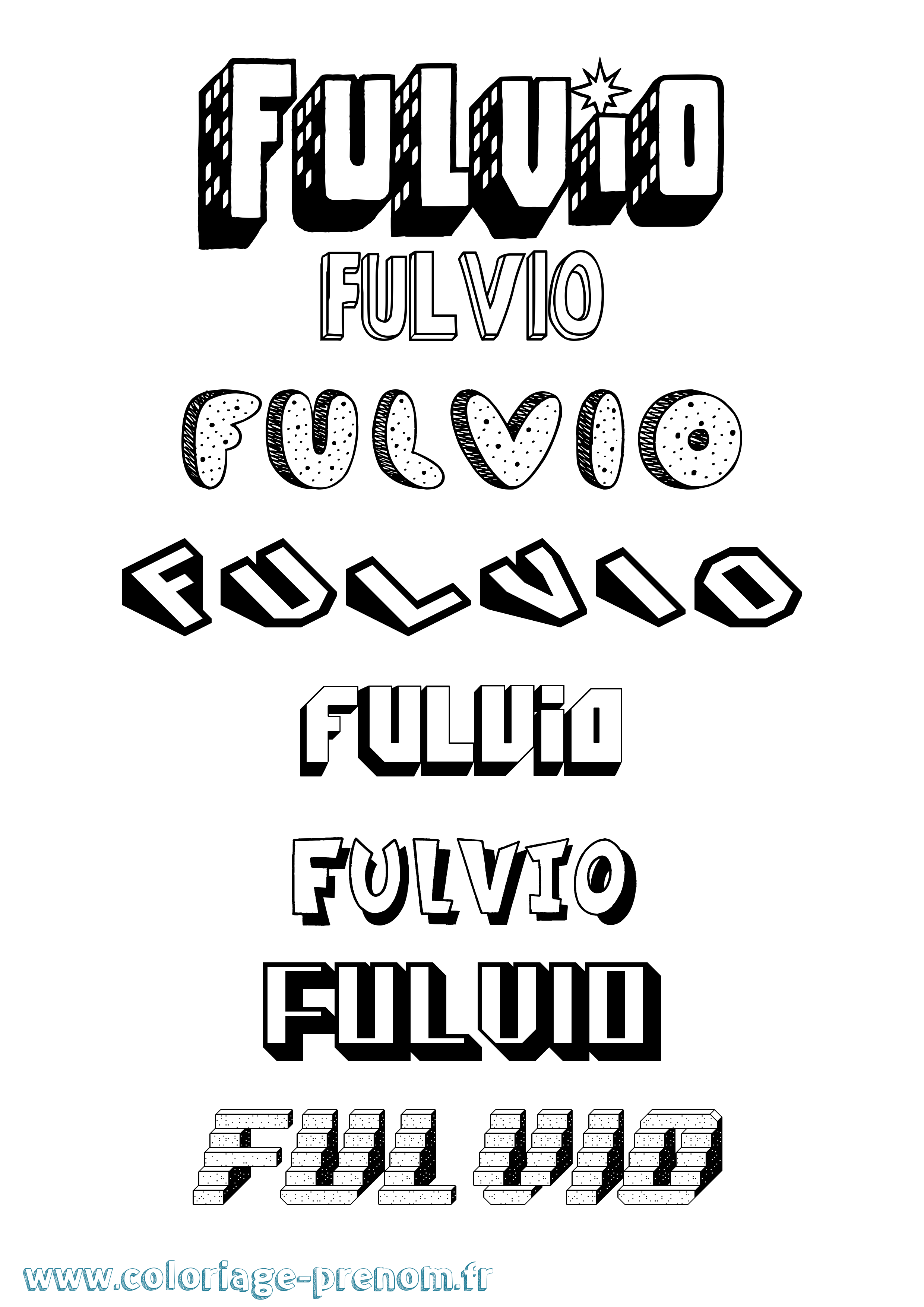 Coloriage Fulvio Effet 3D Coloriage prénom Fulvio Effet 3D