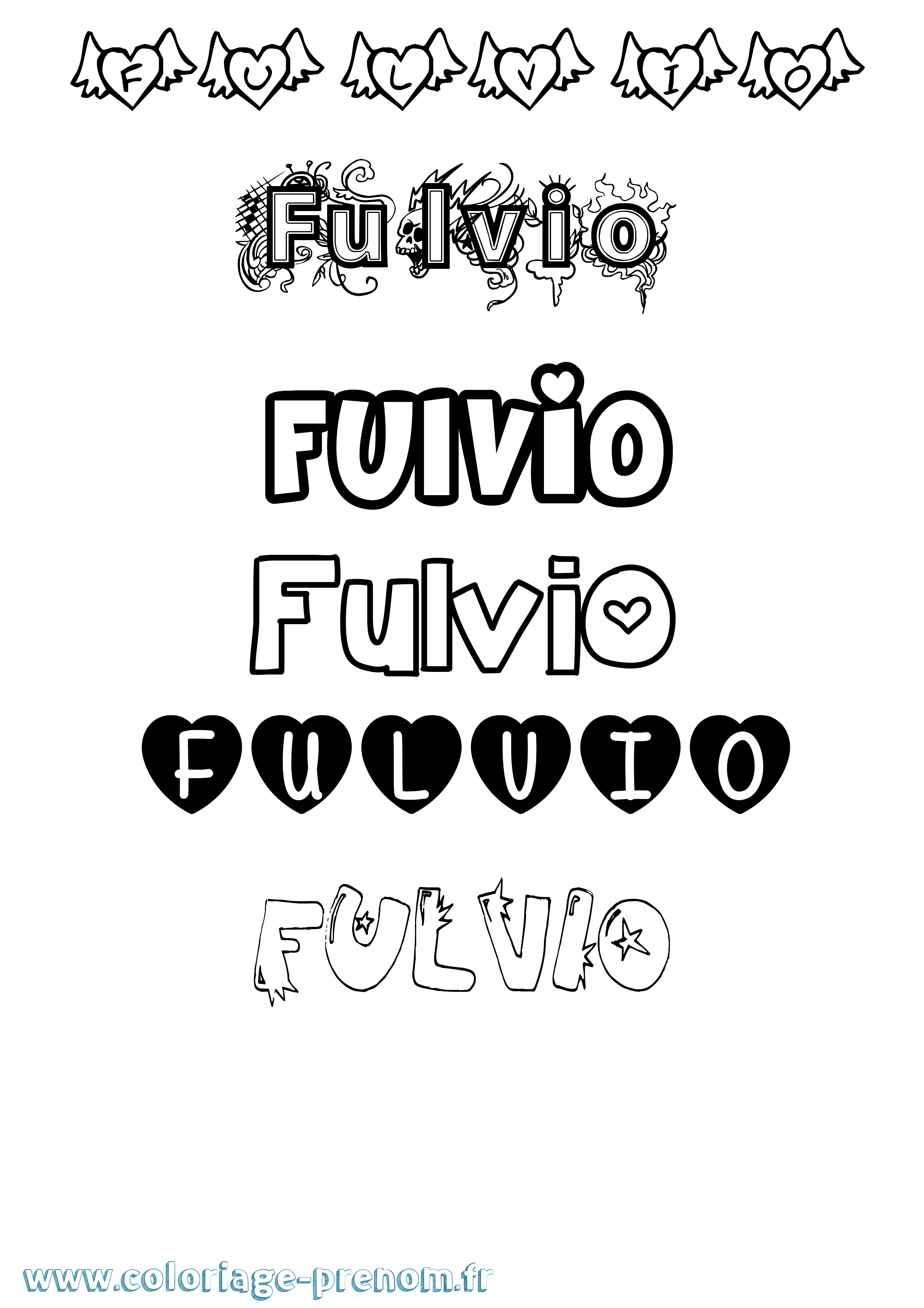 Coloriage Fulvio Girly Coloriage prénom Fulvio Girly