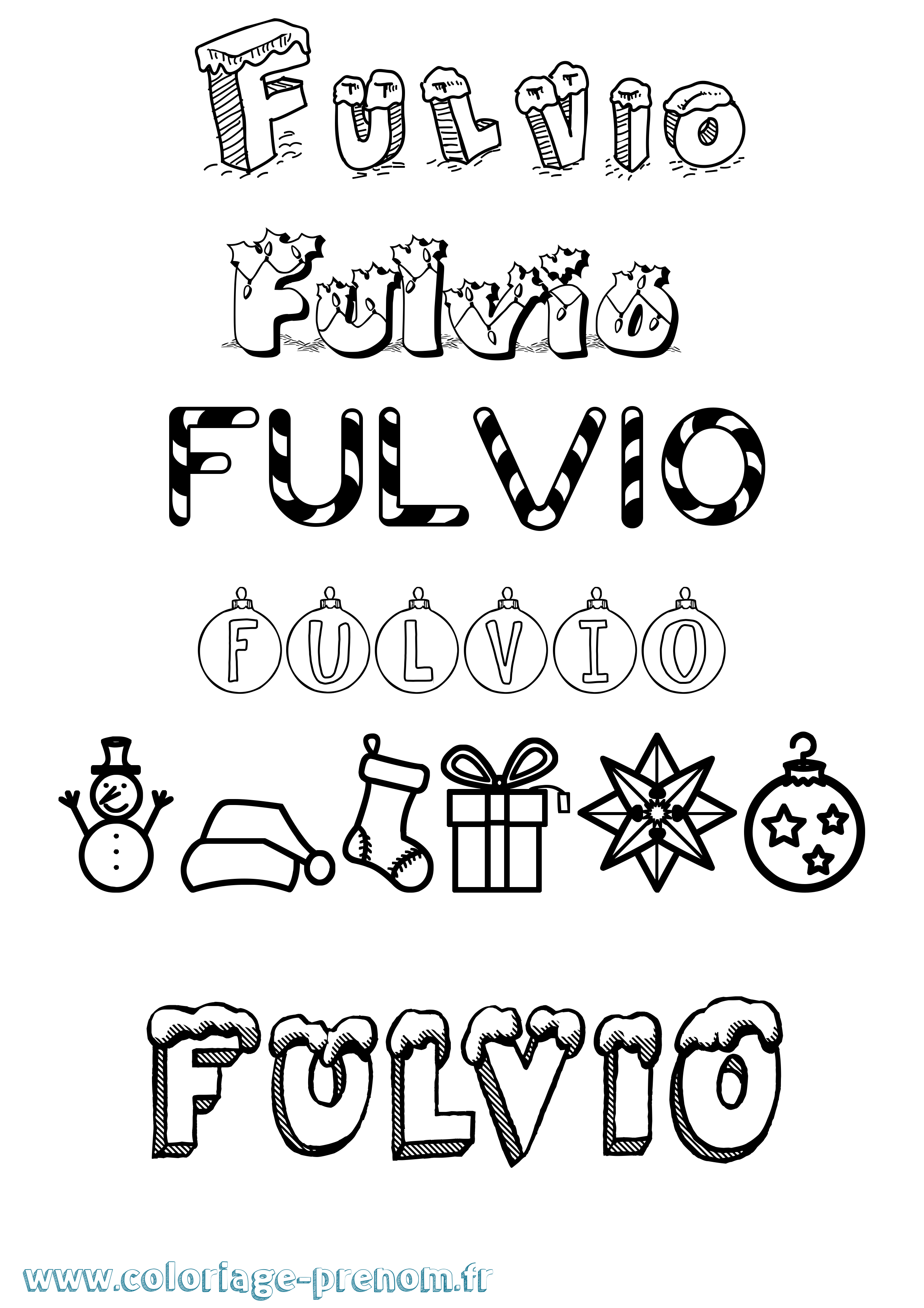 Coloriage Fulvio Noël Coloriage prénom Fulvio Noël