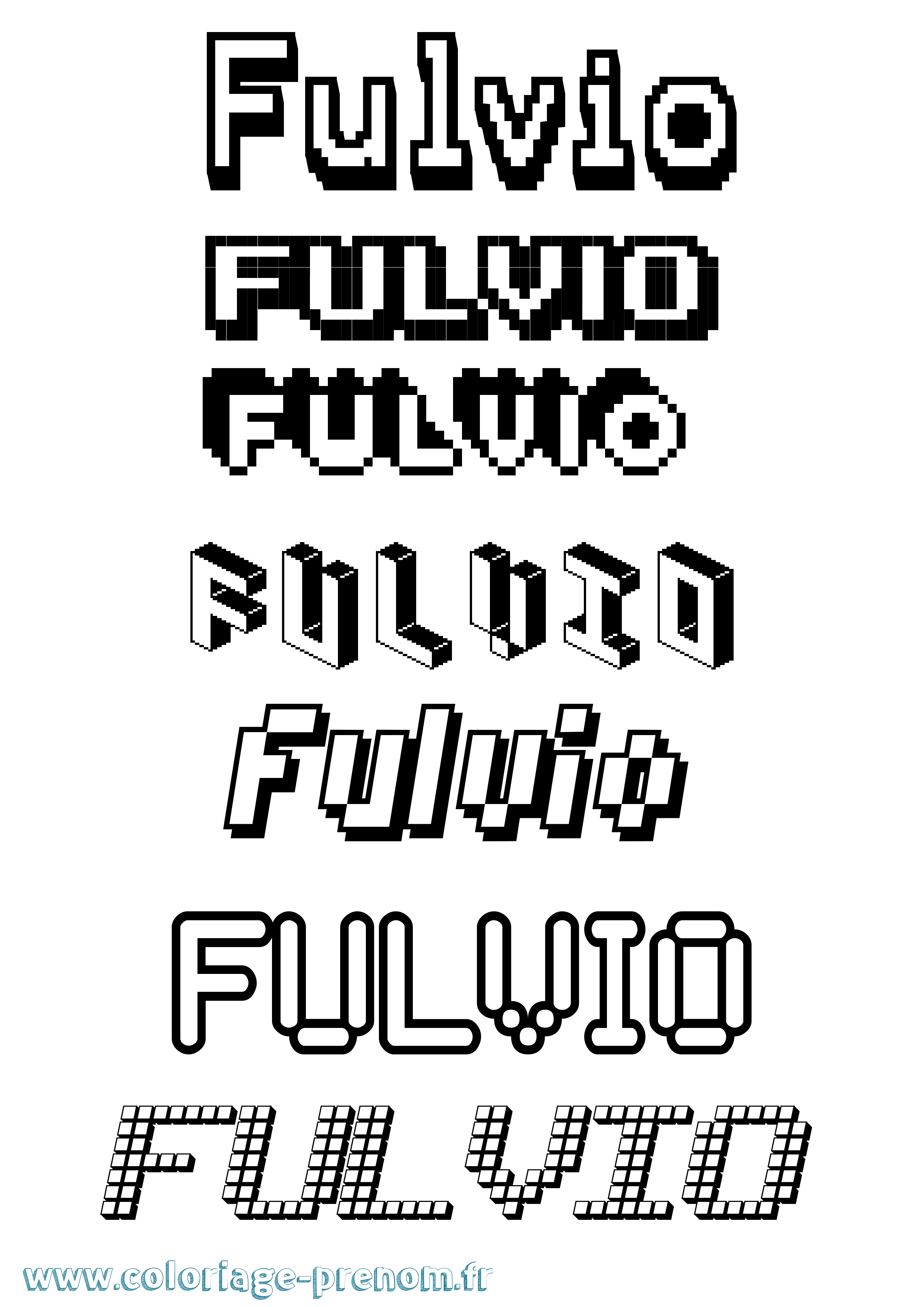 Coloriage Fulvio Pixel Coloriage prénom Fulvio Pixel