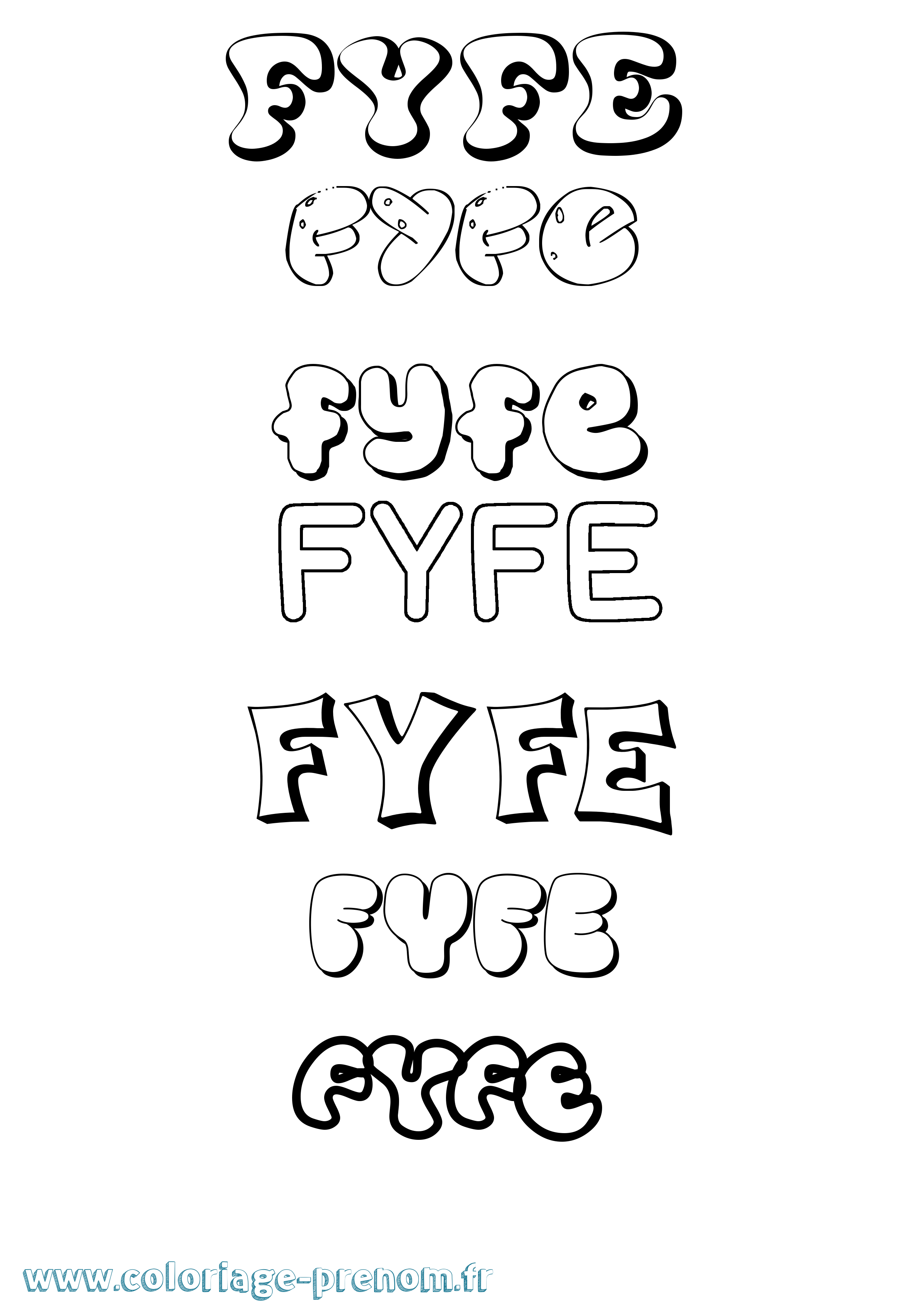 Coloriage Fyfe Bubble Coloriage prénom Fyfe Bubble