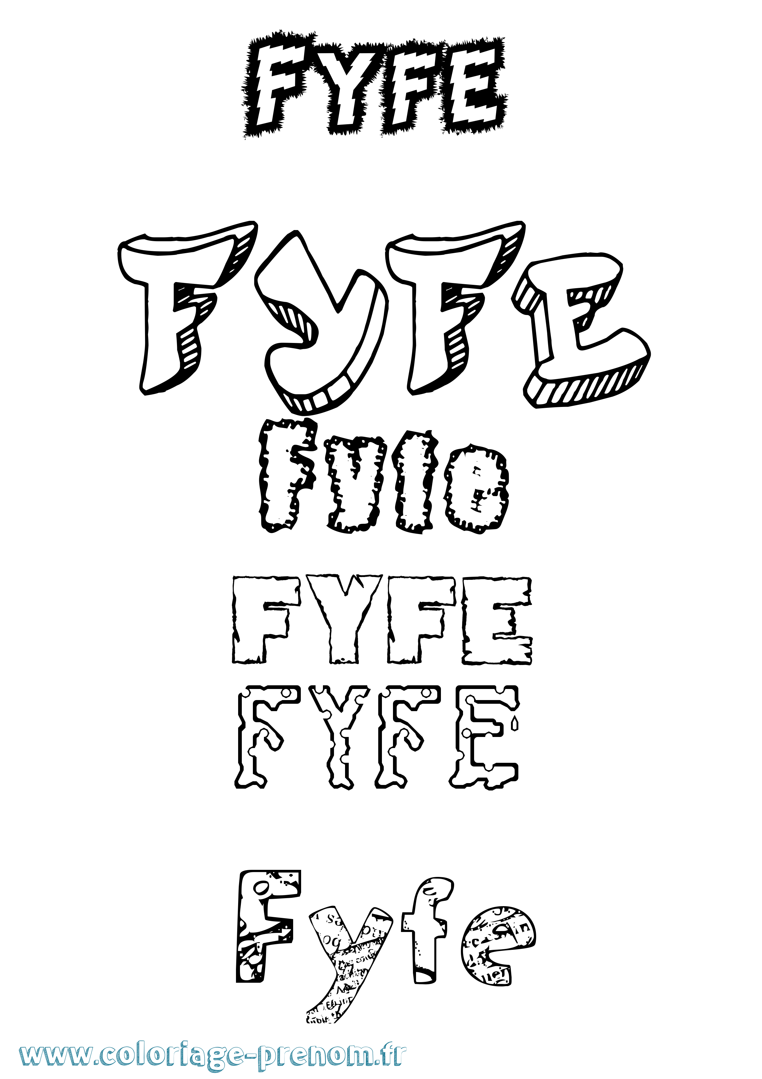 Coloriage Fyfe Destructuré Coloriage prénom Fyfe Destructuré