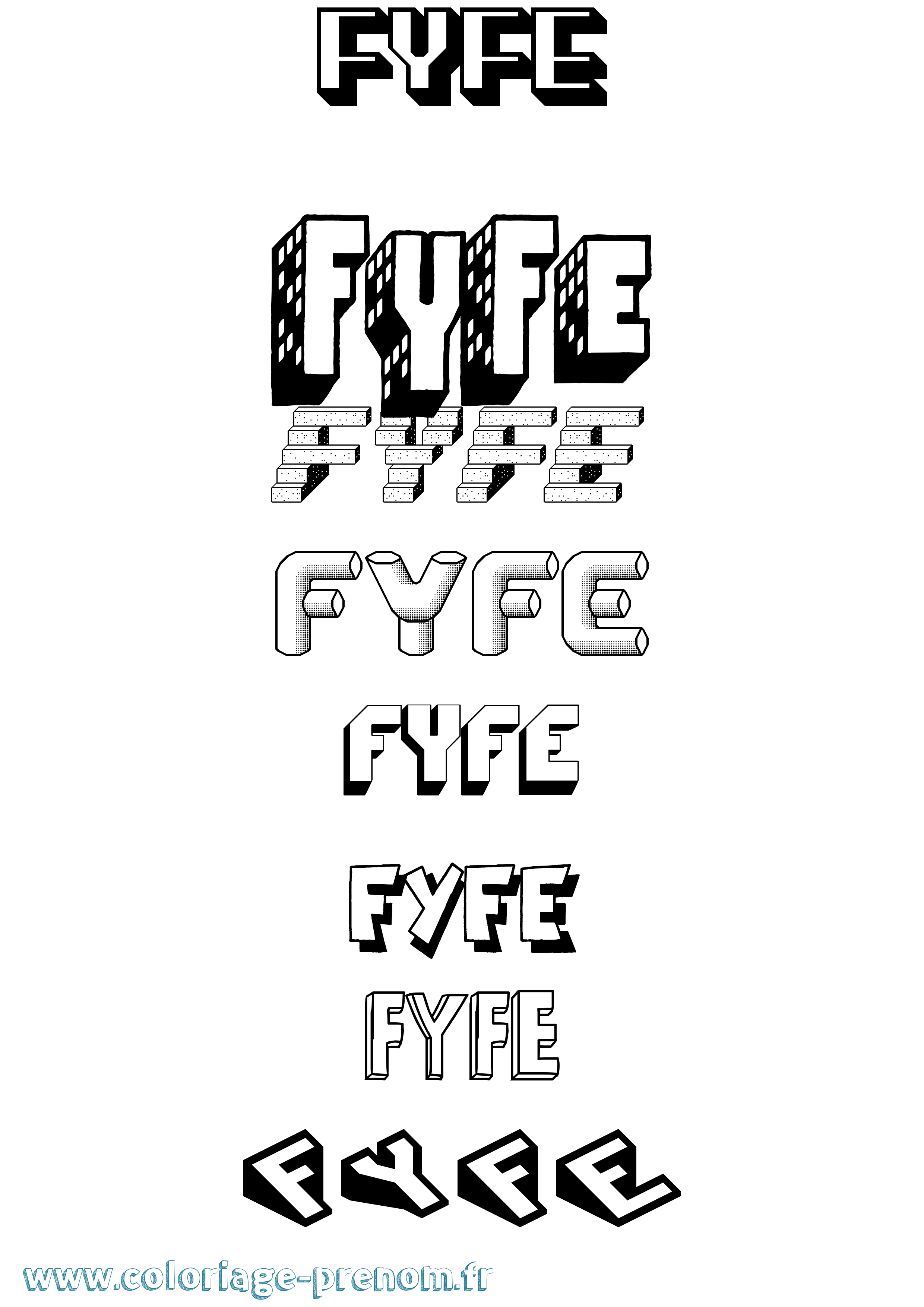 Coloriage Fyfe Effet 3D Coloriage prénom Fyfe Effet 3D