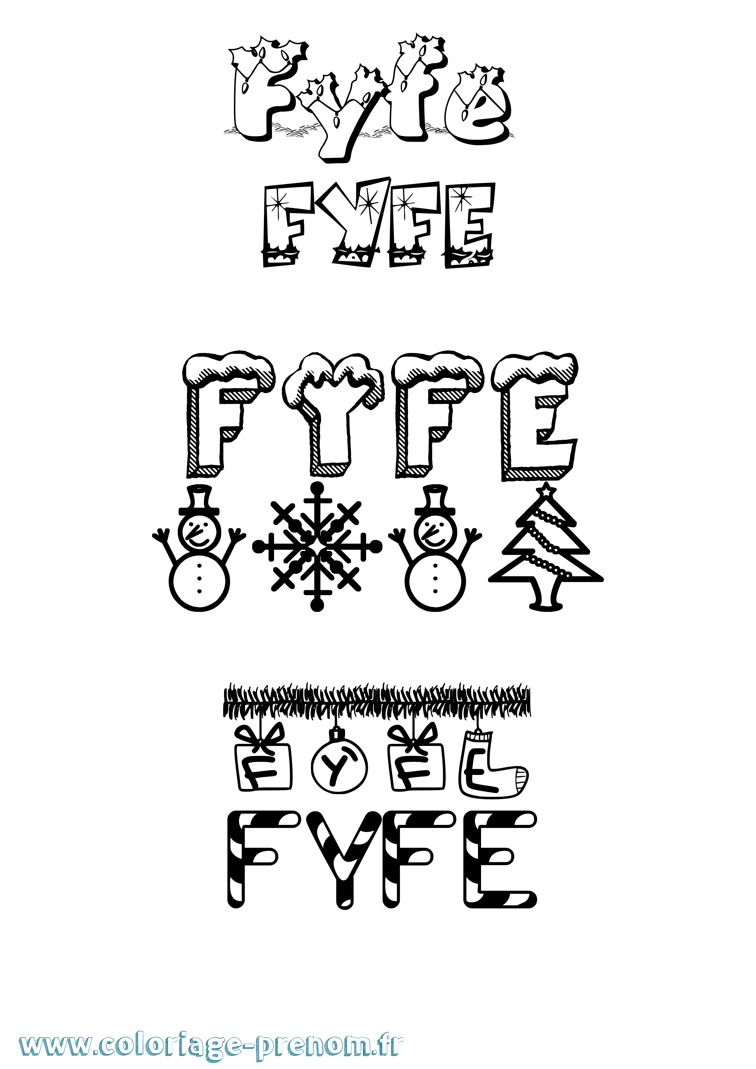 Coloriage Fyfe Noël Coloriage prénom Fyfe Noël