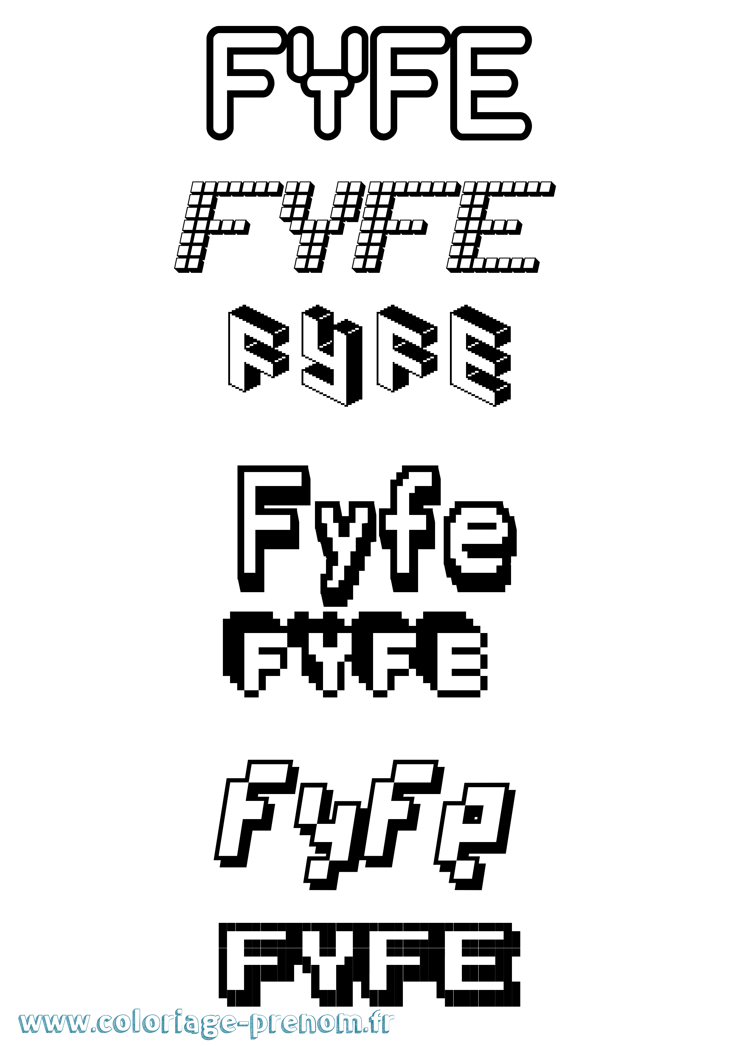 Coloriage Fyfe Pixel Coloriage prénom Fyfe Pixel