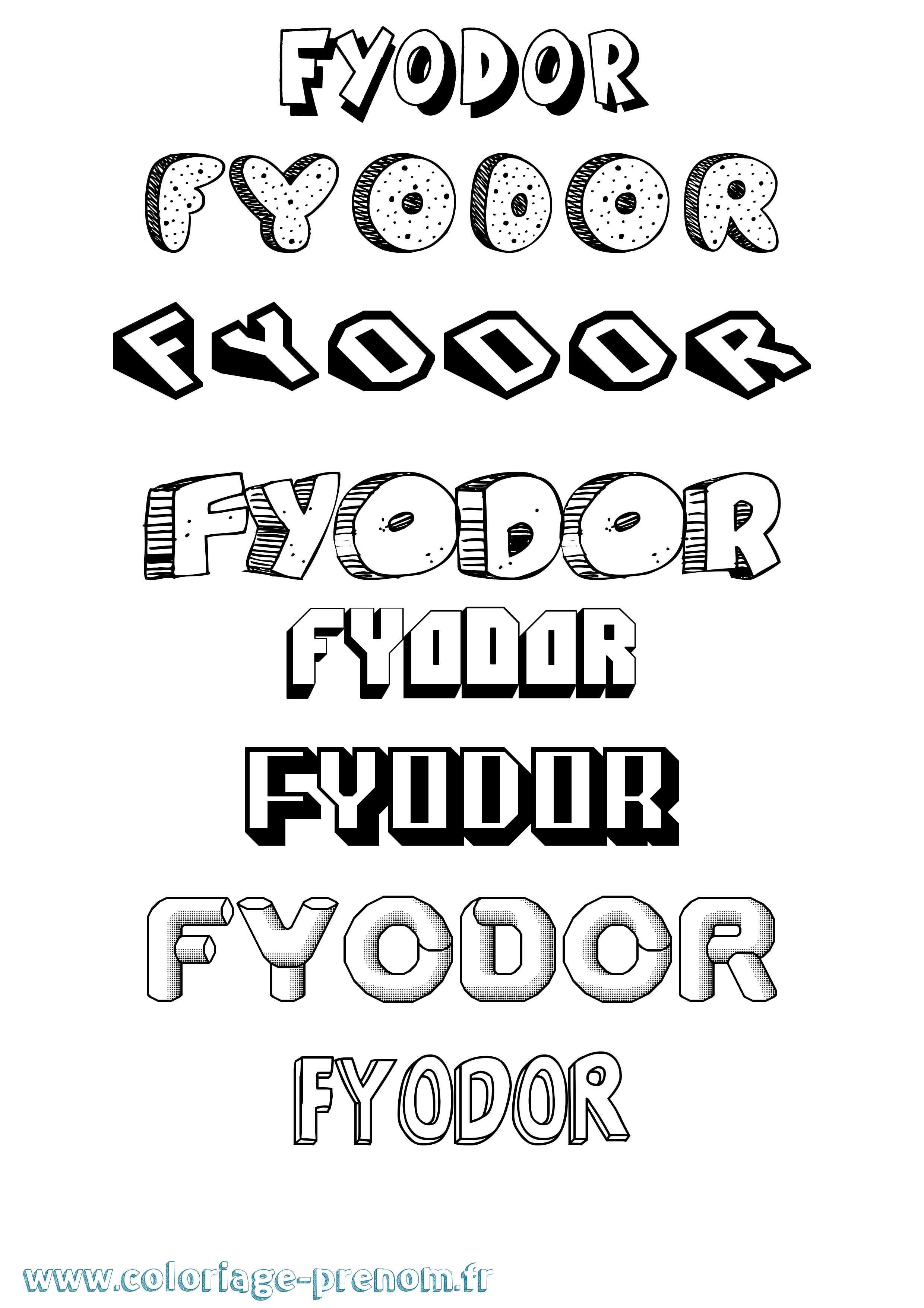 Coloriage Fyodor Effet 3D Coloriage prénom Fyodor Effet 3D