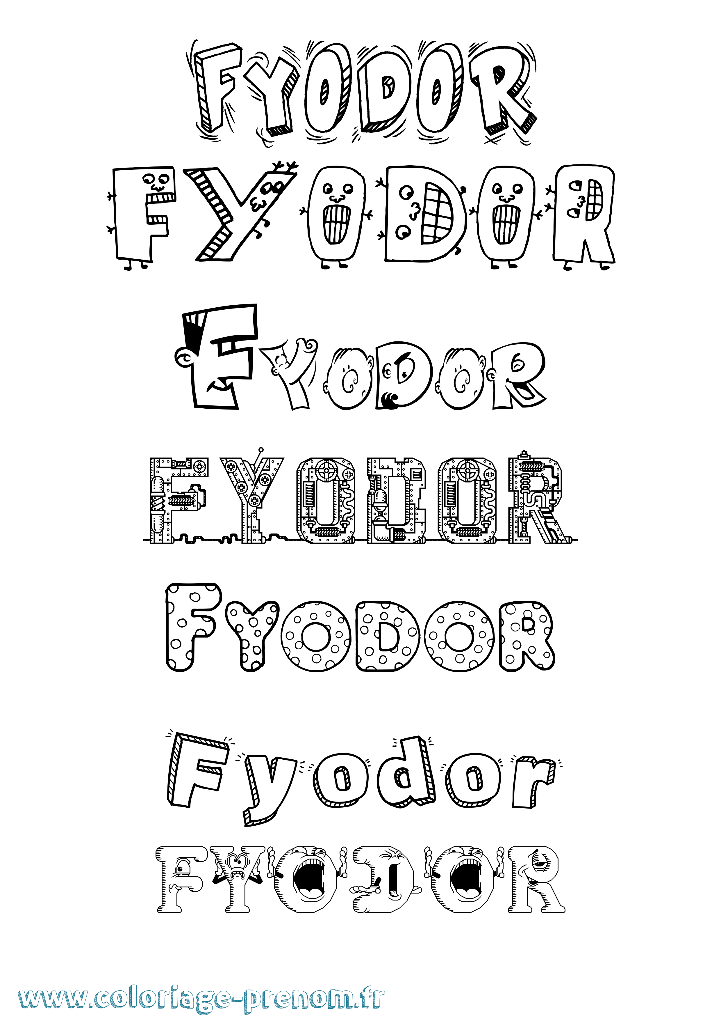 Coloriage Fyodor Fun Coloriage prénom Fyodor Fun