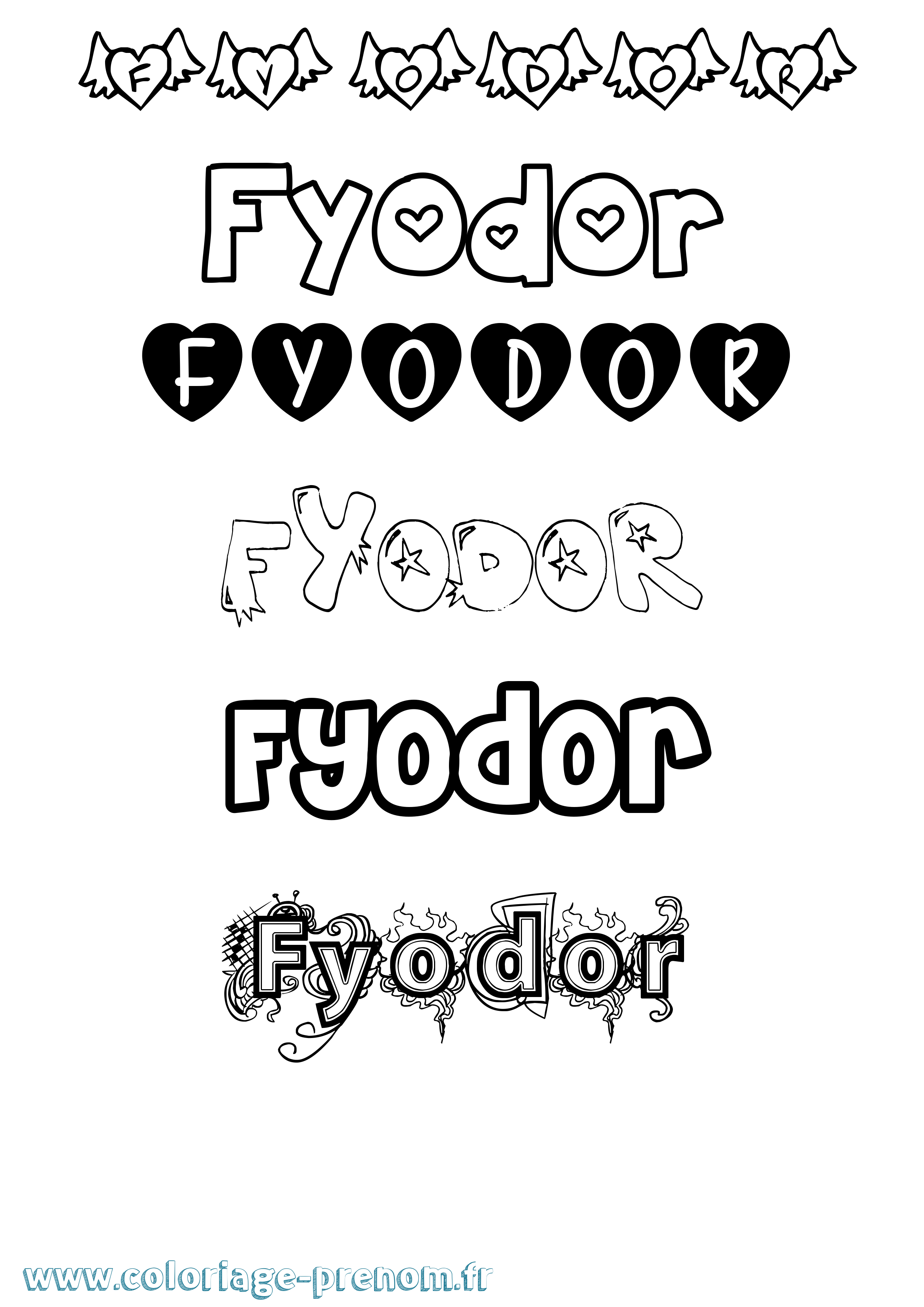 Coloriage Fyodor Girly Coloriage prénom Fyodor Girly
