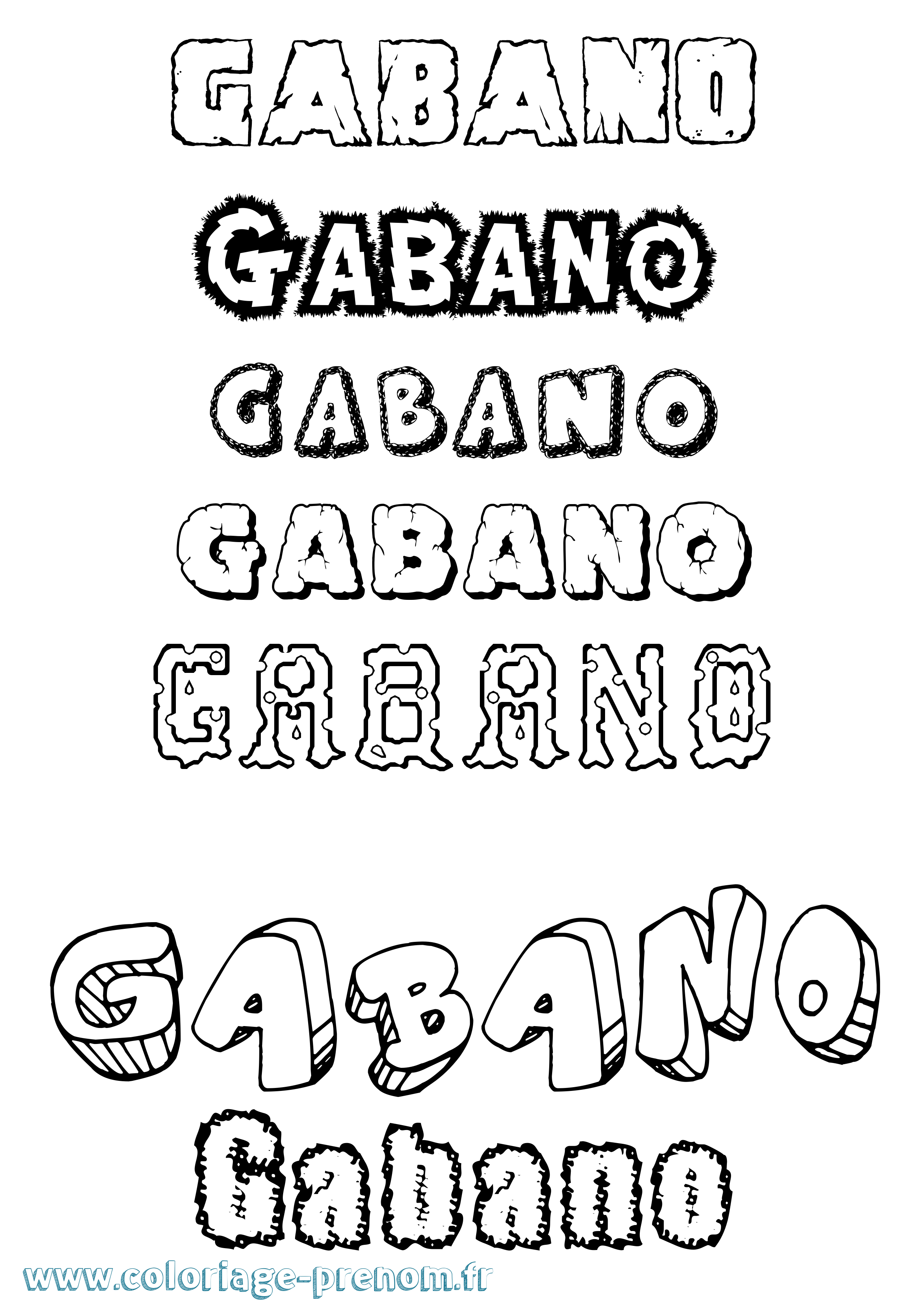 Coloriage Gabano Destructuré Coloriage prénom Gabano Destructuré