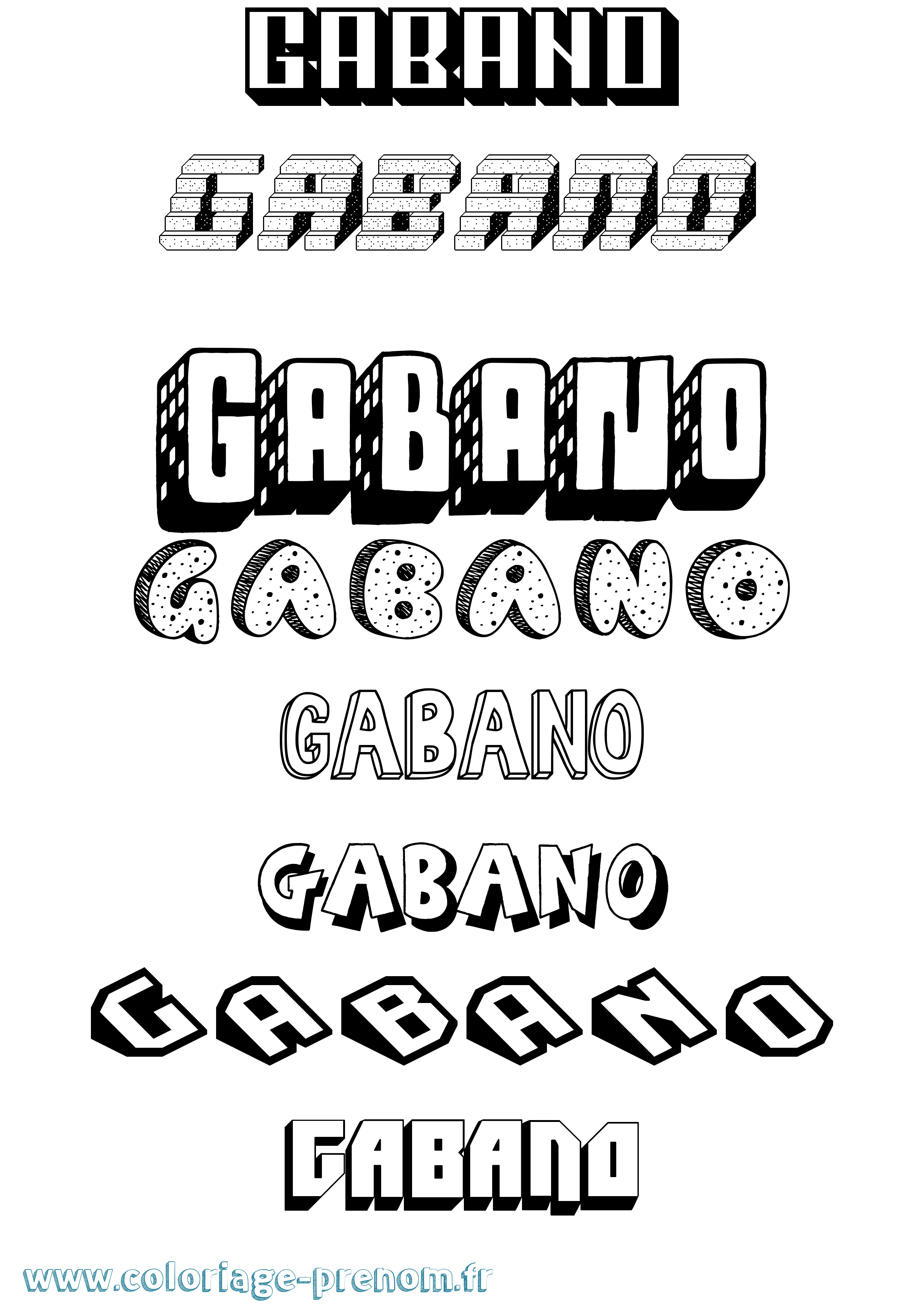 Coloriage Gabano Effet 3D Coloriage prénom Gabano Effet 3D