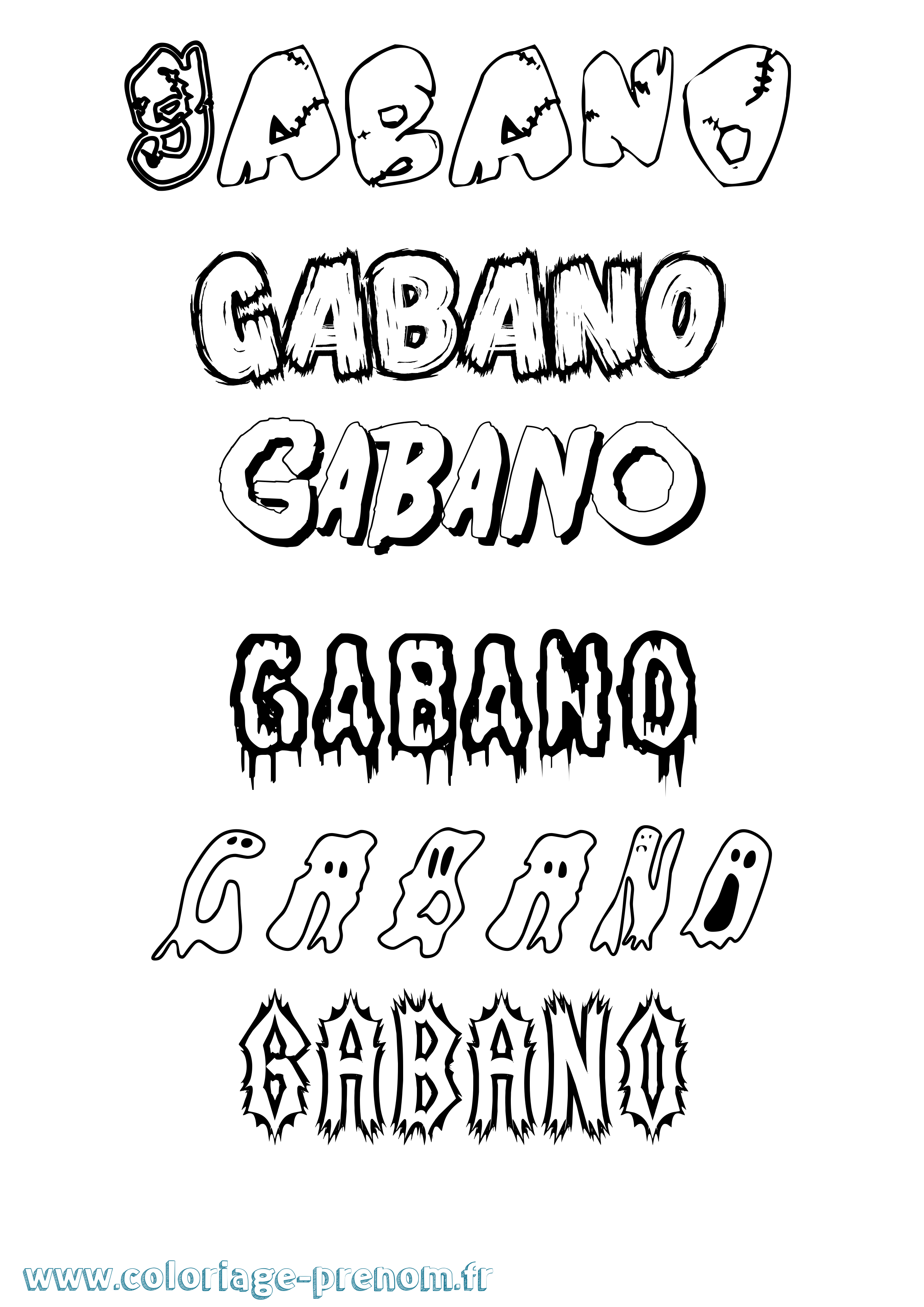 Coloriage Gabano Frisson Coloriage prénom Gabano Frisson