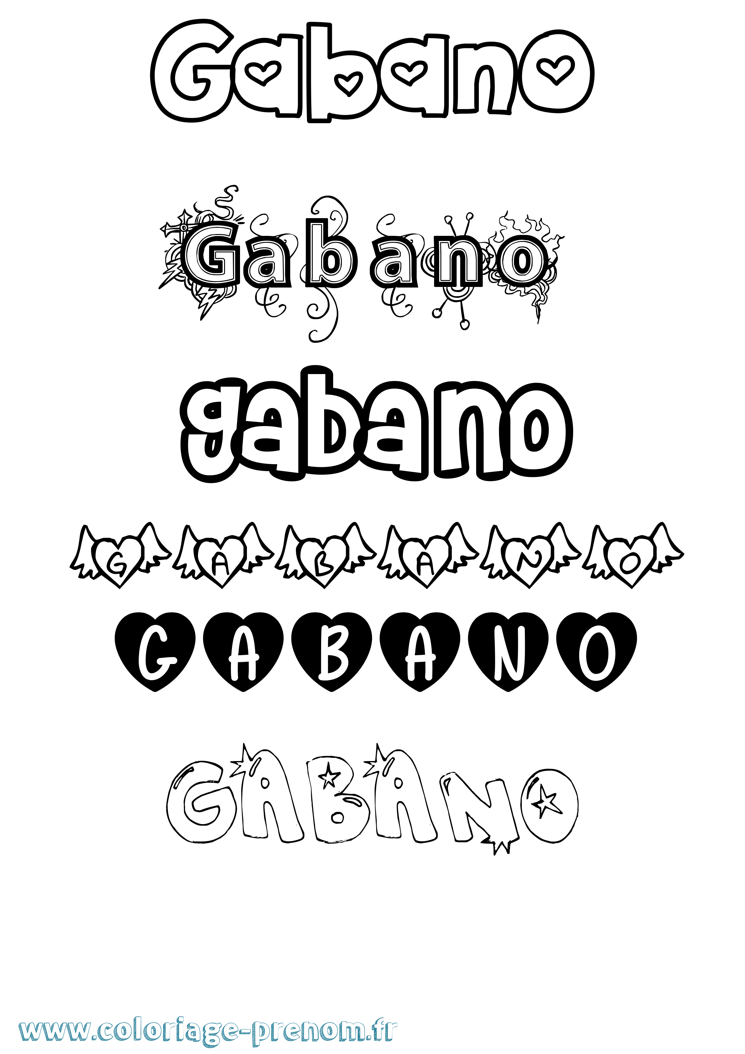 Coloriage Gabano Girly Coloriage prénom Gabano Girly