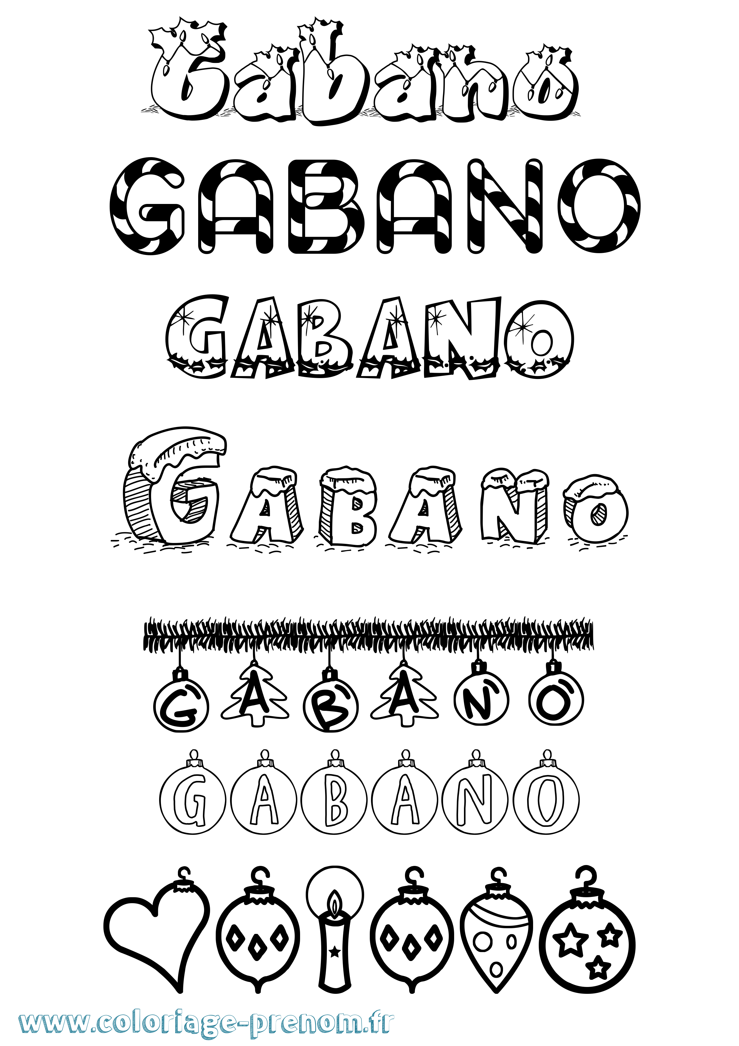 Coloriage Gabano Noël Coloriage prénom Gabano Noël