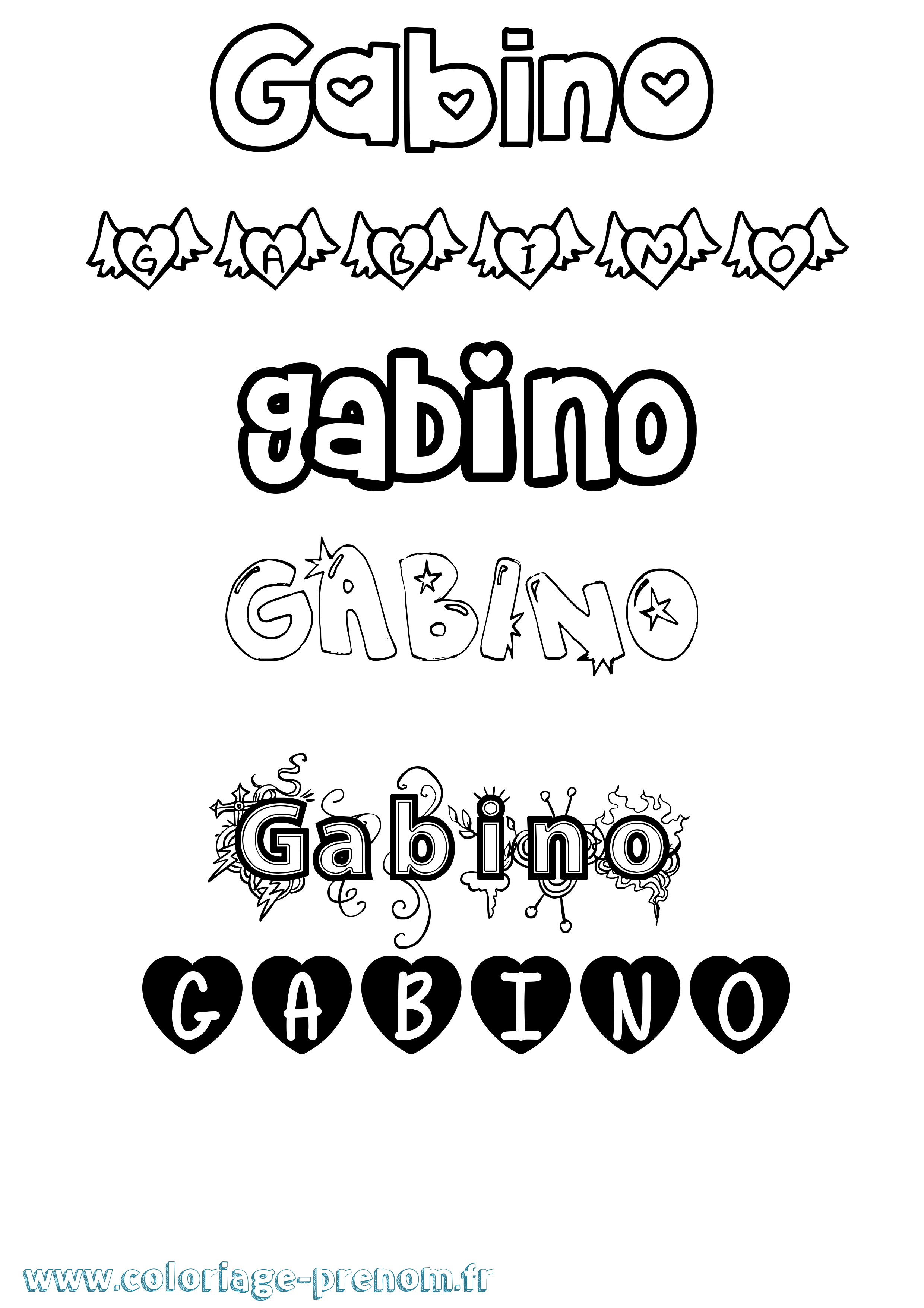 Coloriage Gabino Girly Coloriage prénom Gabino Girly