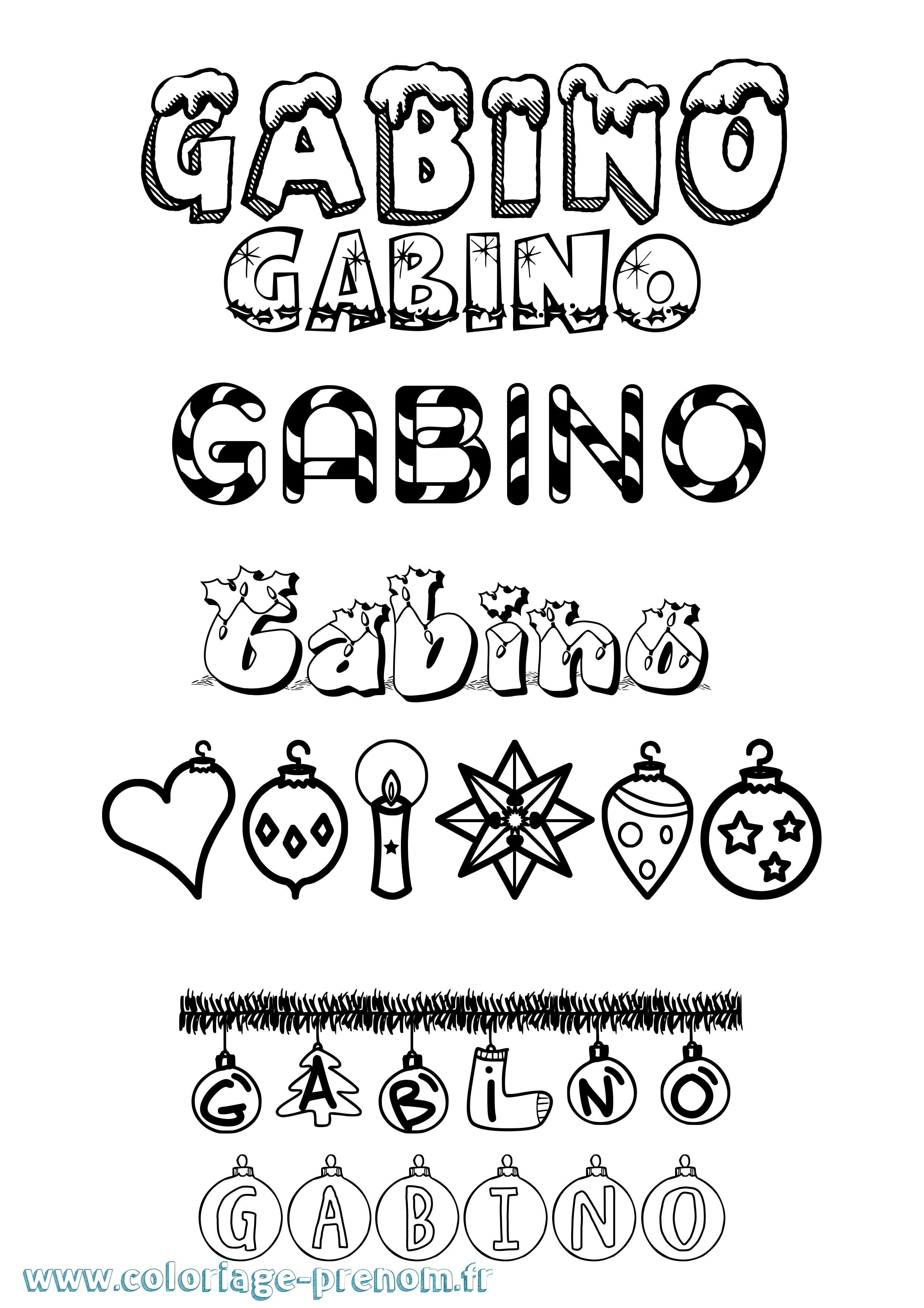 Coloriage Gabino Noël Coloriage prénom Gabino Noël