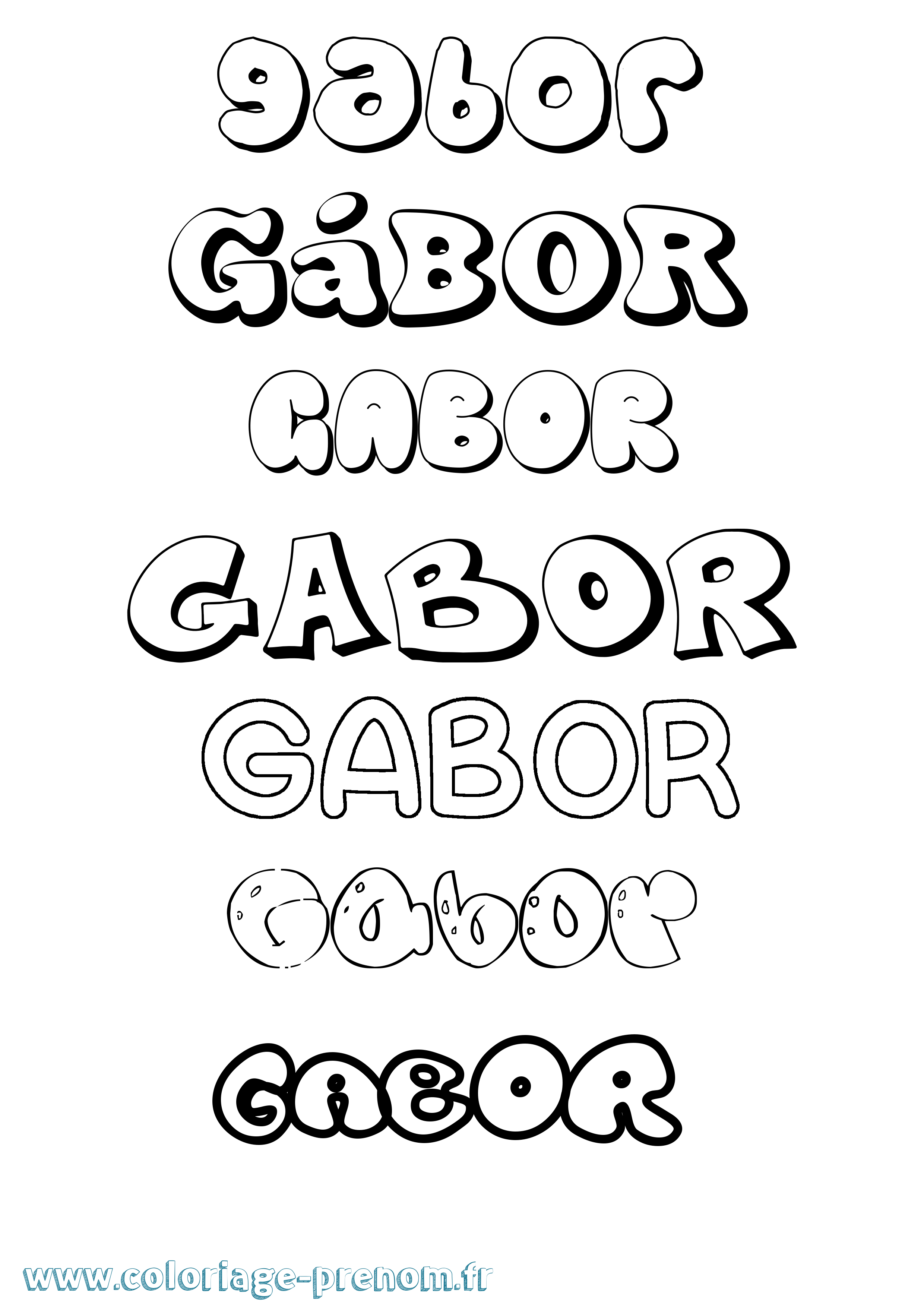 Coloriage Gábor Bubble Coloriage prénom Gábor Bubble