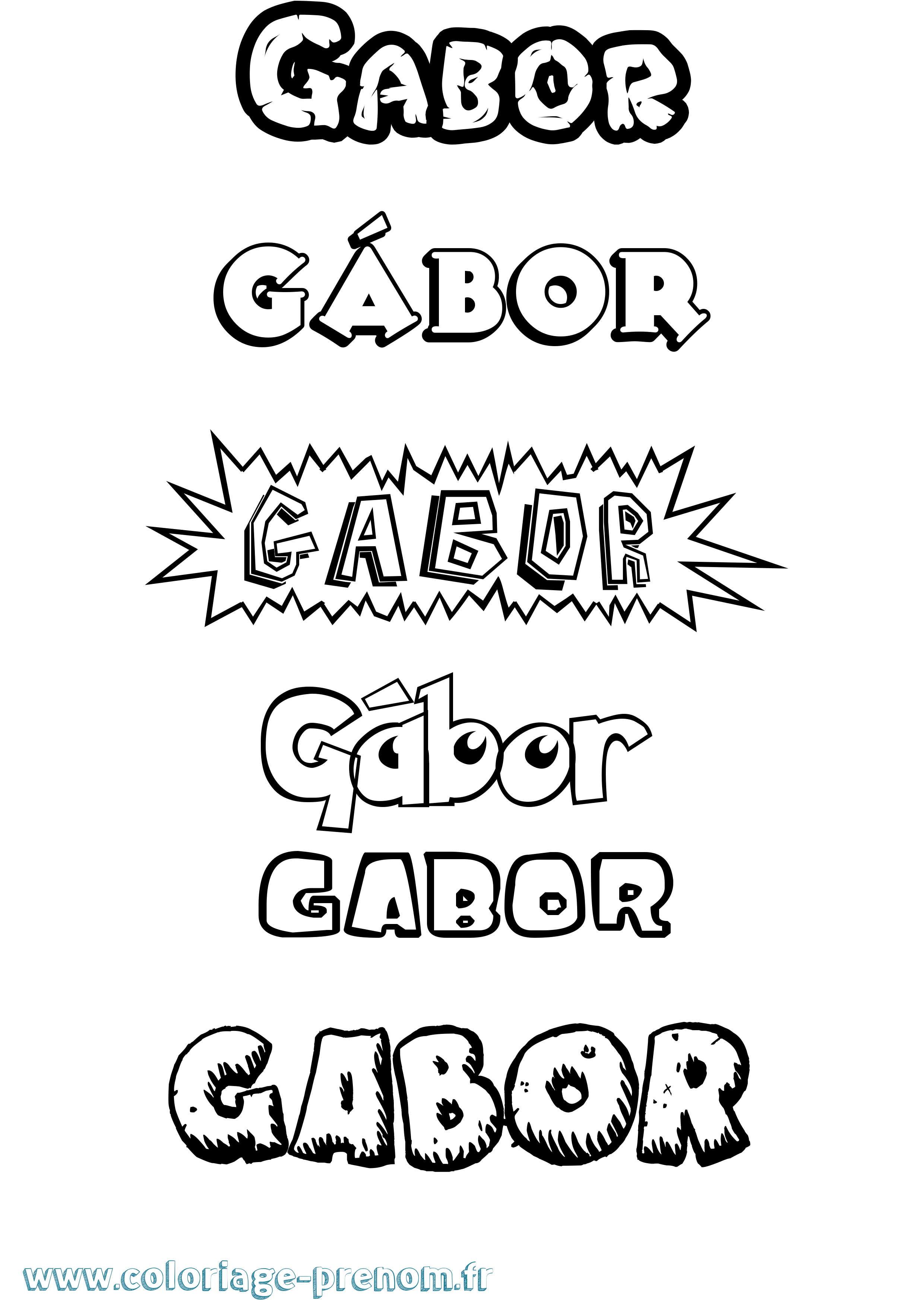 Coloriage Gábor Dessin Animé Coloriage prénom Gábor Dessin Animé