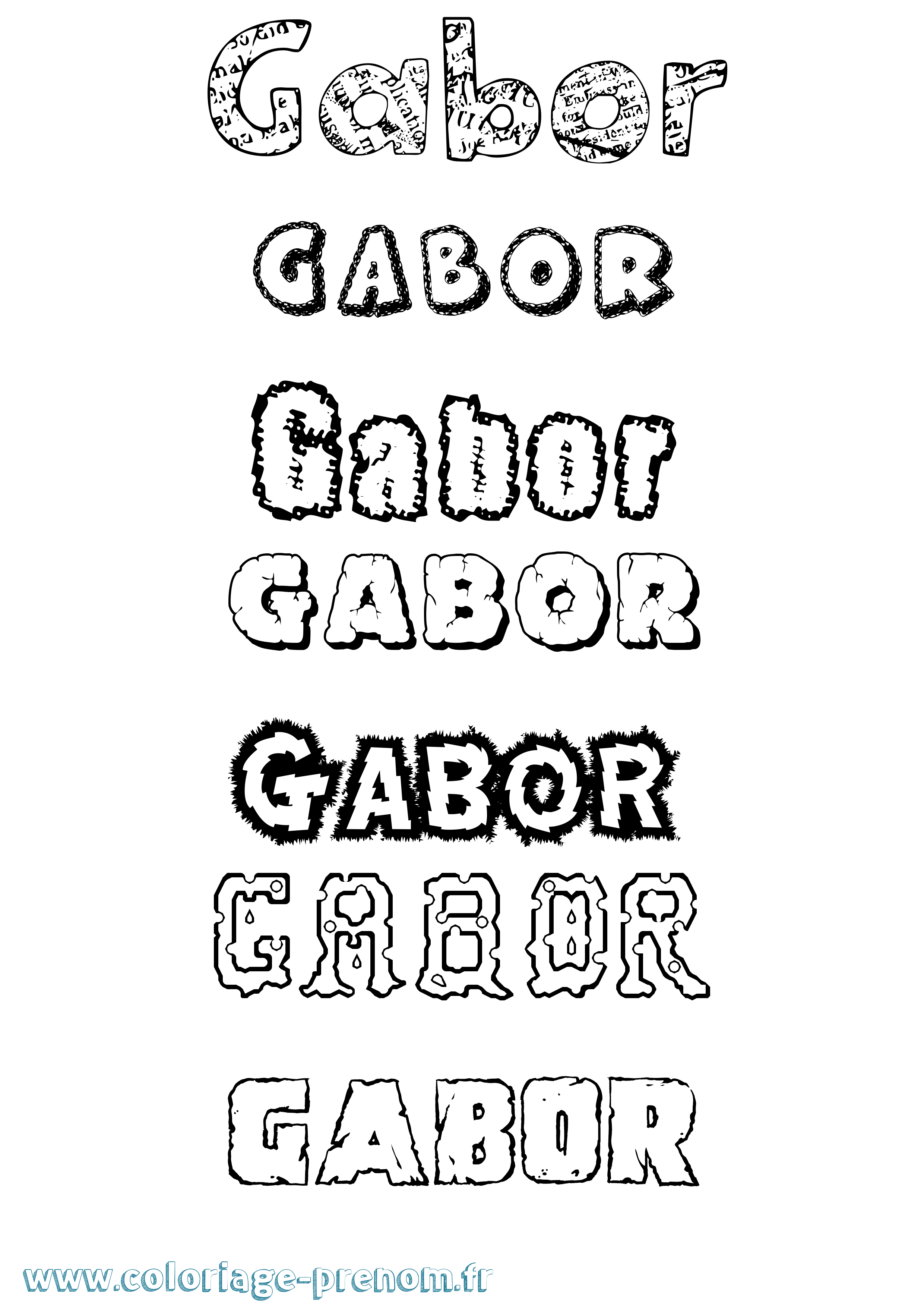 Coloriage Gábor Destructuré Coloriage prénom Gábor Destructuré
