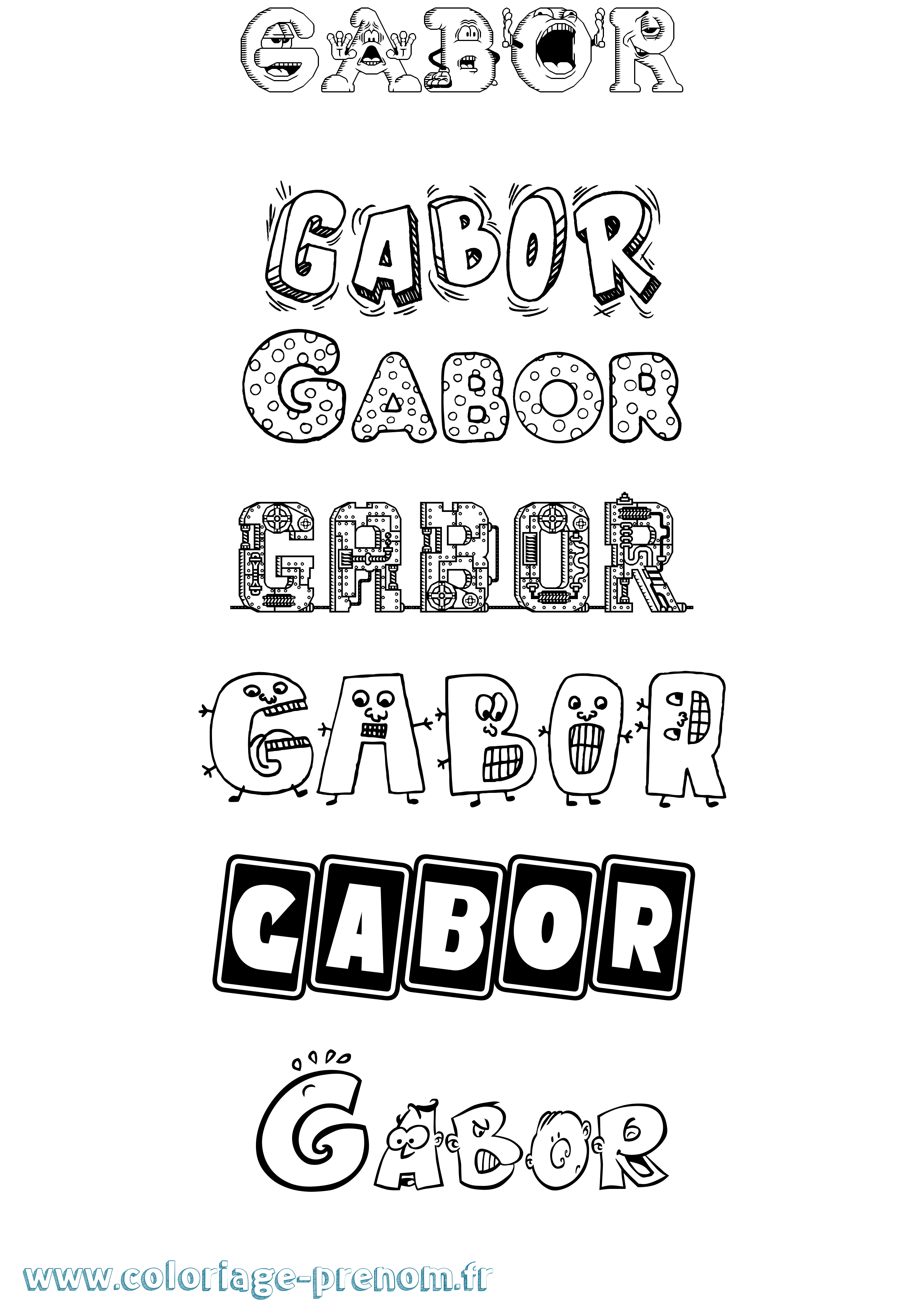 Coloriage Gábor Fun Coloriage prénom Gábor Fun