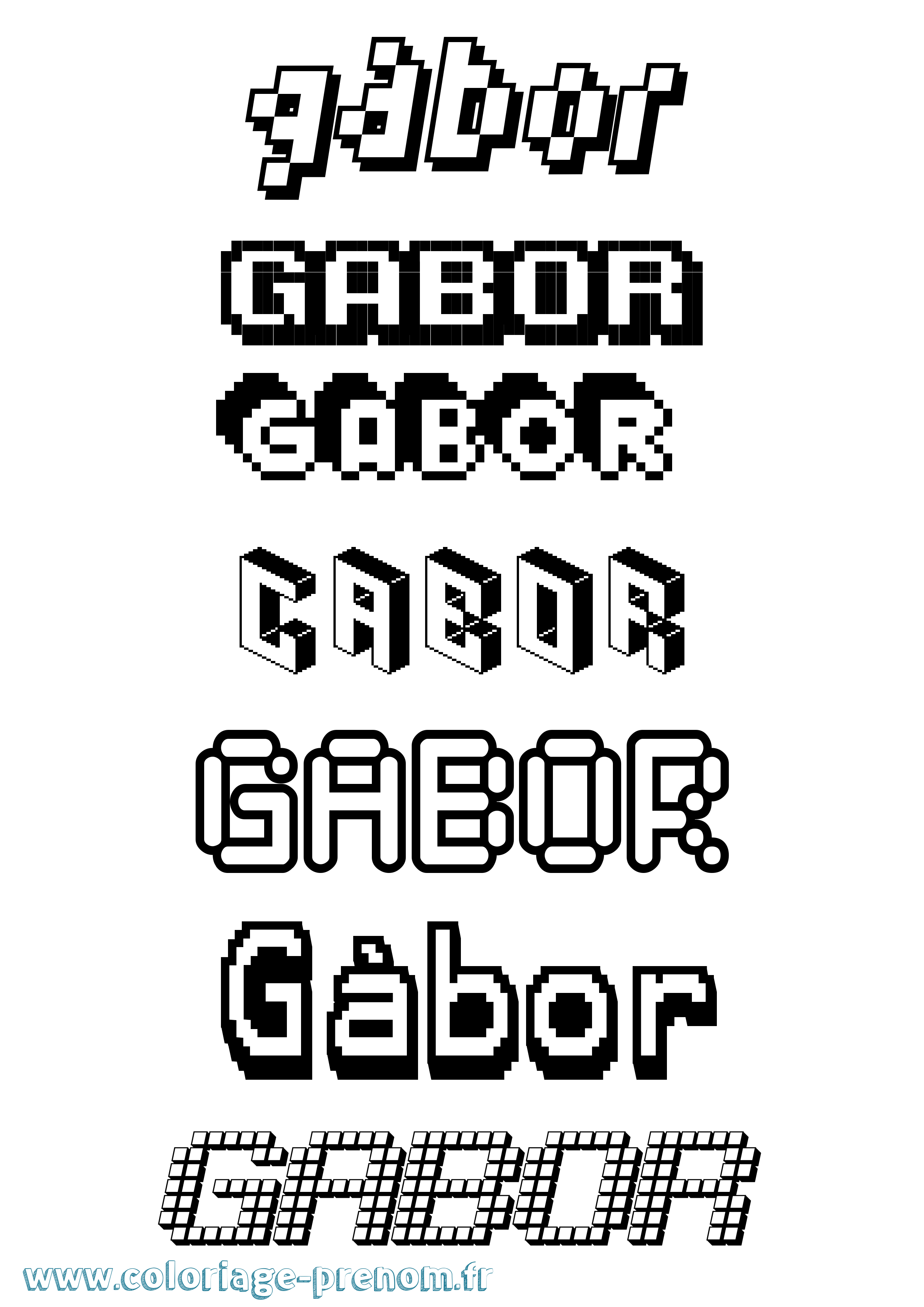 Coloriage Gábor Pixel Coloriage prénom Gábor Pixel