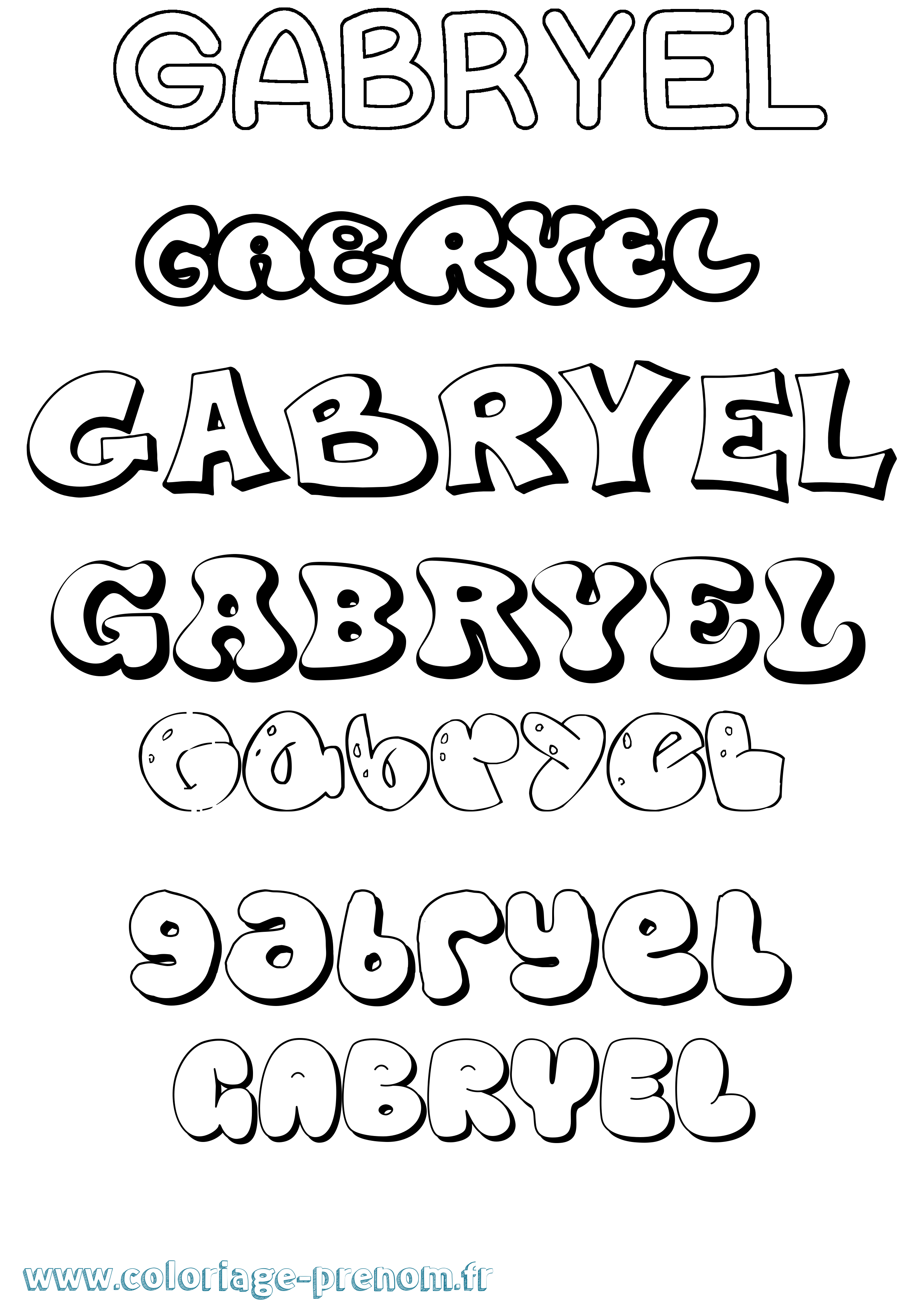 Coloriage Gabryel Bubble Coloriage prénom Gabryel Bubble